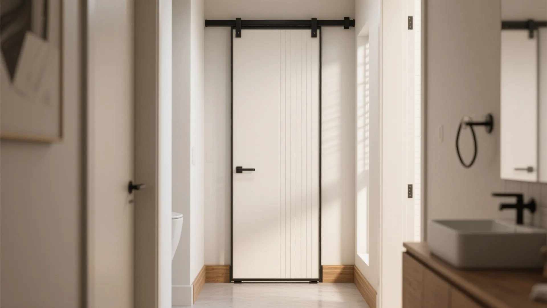 Sliding Barn or Pocket Door with Decorative Hardware