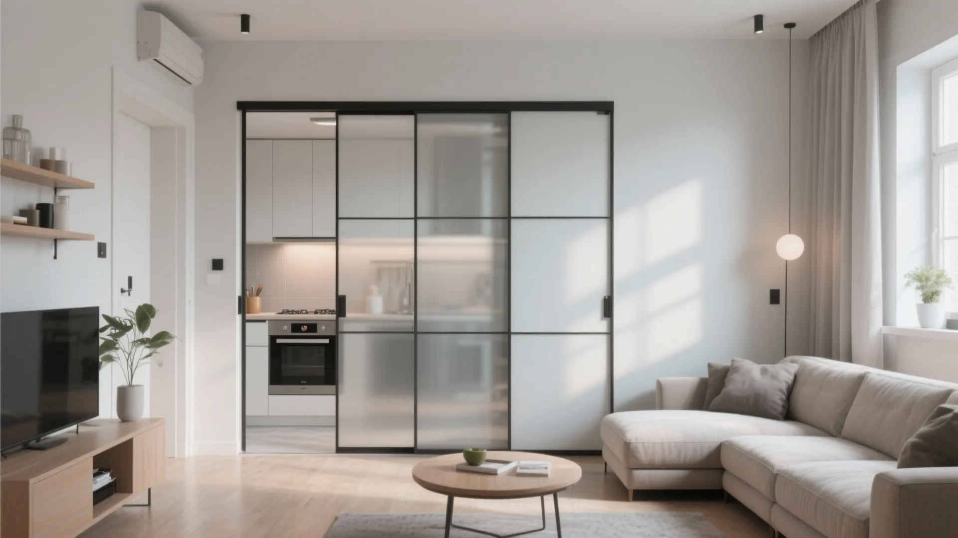 9. Sliding Doors to Hide the Kitchen