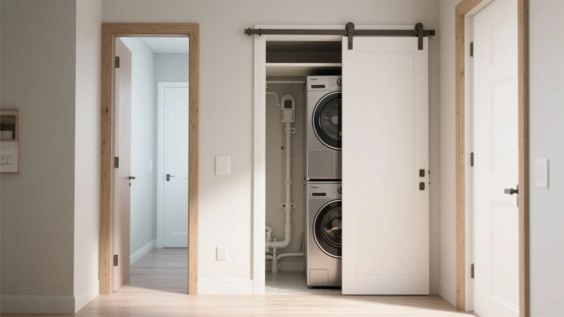 3. Create a closet-style laundry with a sliding door