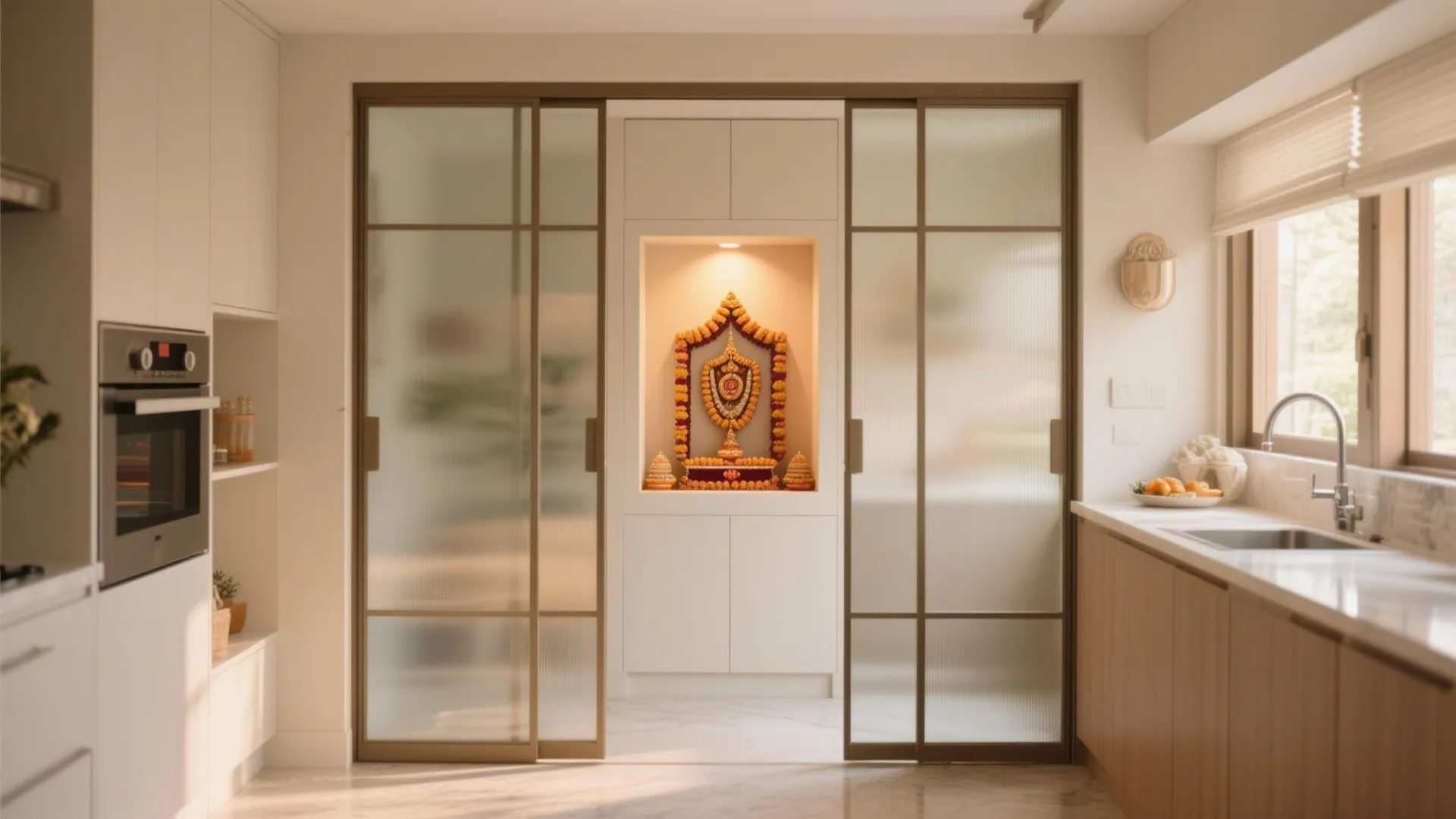 Sliding Door Pooja Niche
