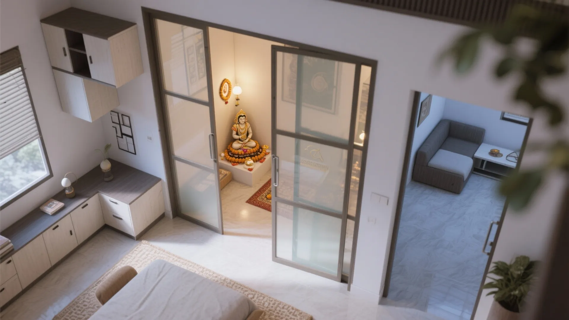 Compact Temple with Sliding Doors