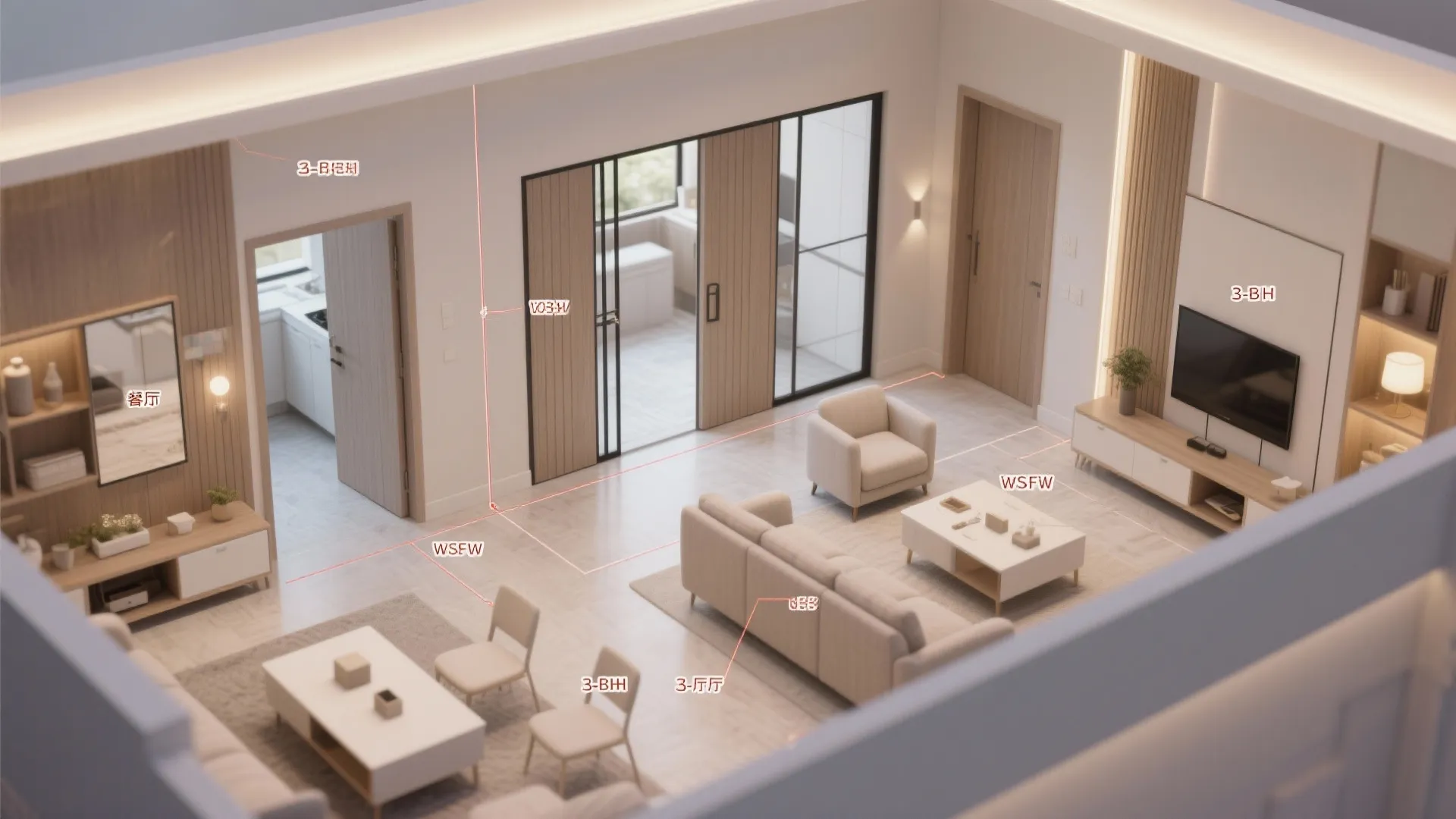 Flexible living: sliding doors and multi-use furniture