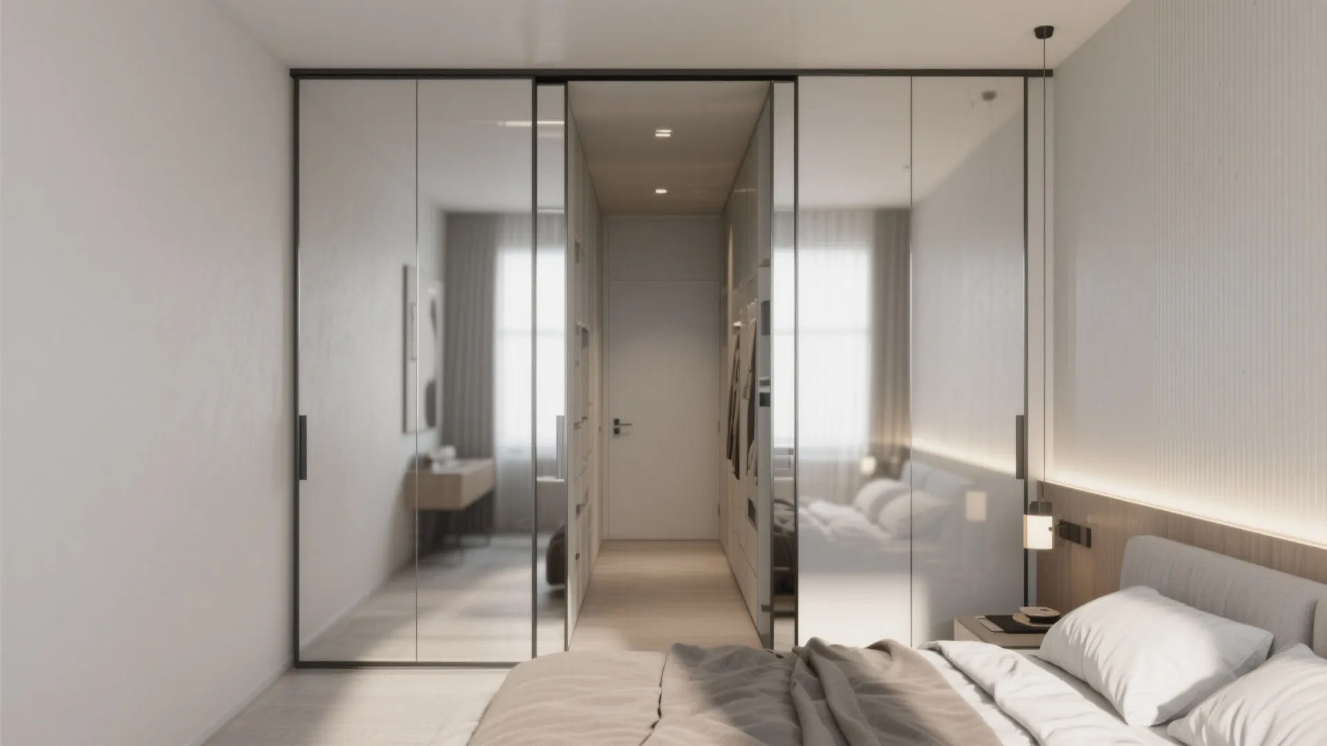 Sliding Door Wardrobe Saves Walkway Space