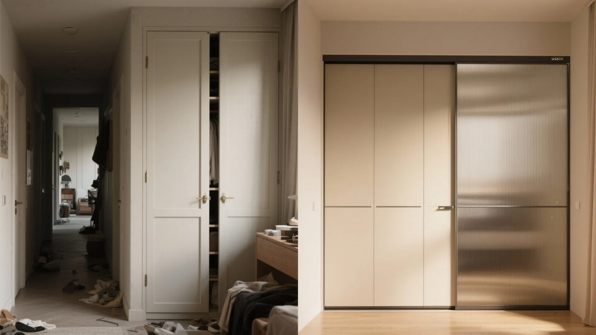 4. Sliding Door Freestanding Closet for Narrow Paths