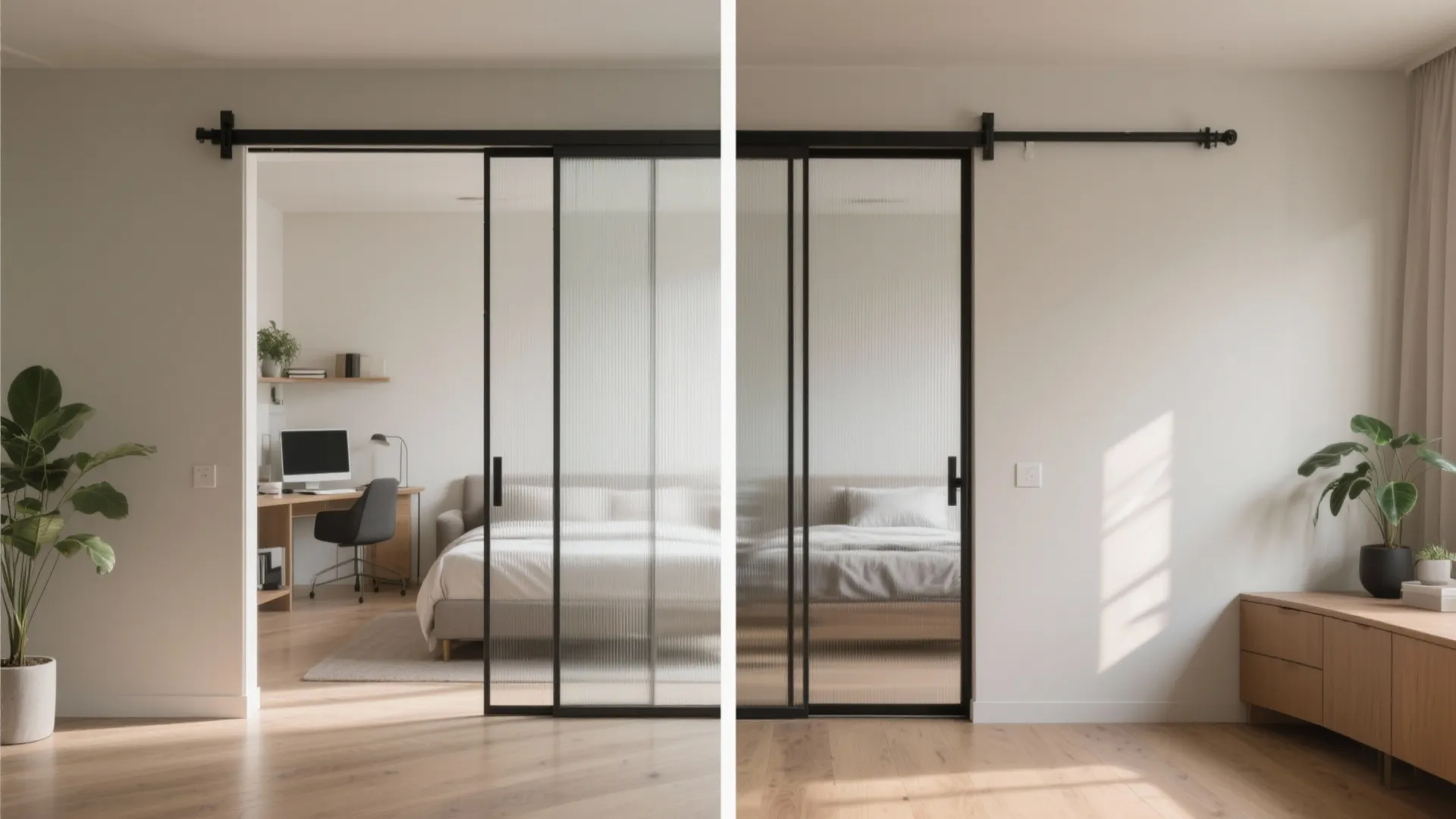 Sliding and pocket doors to flex the second bedroom