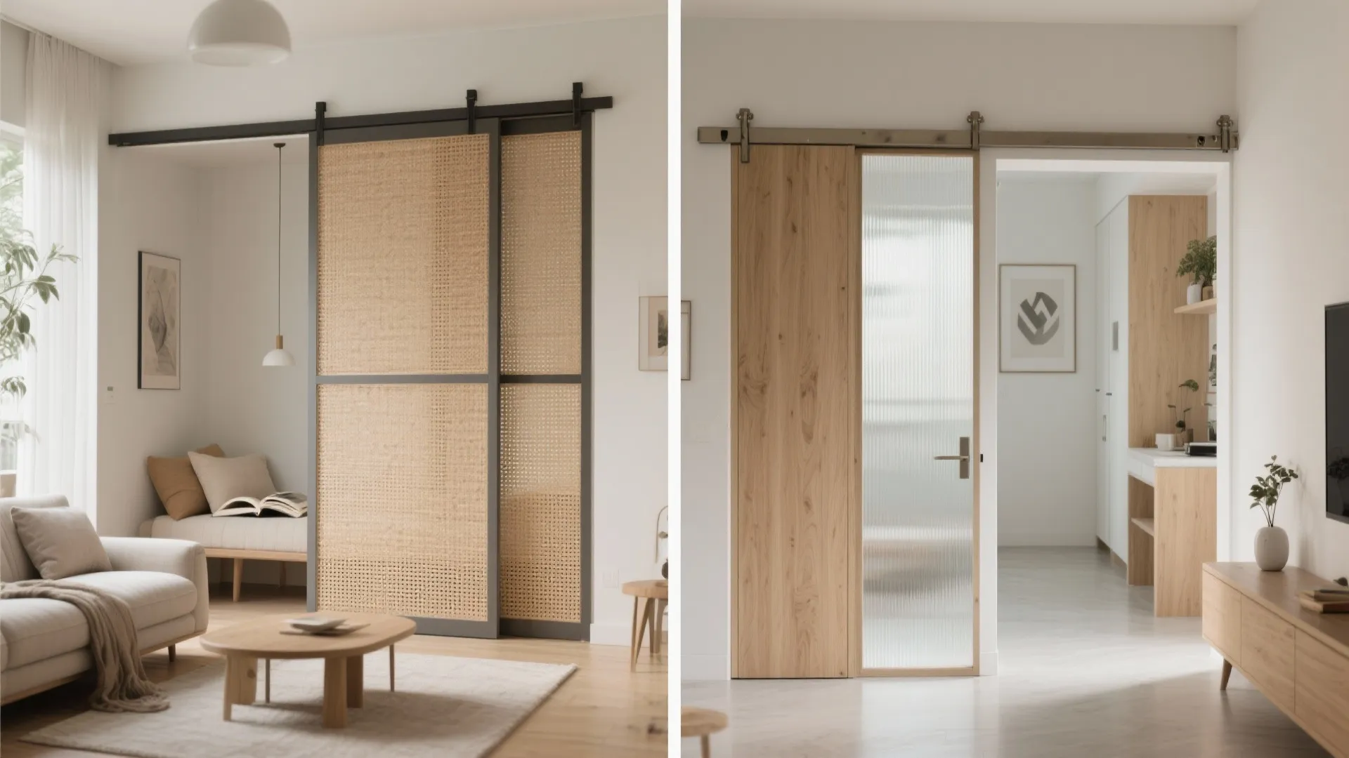 2) Sliding partitions and pocket doors for adaptable rooms