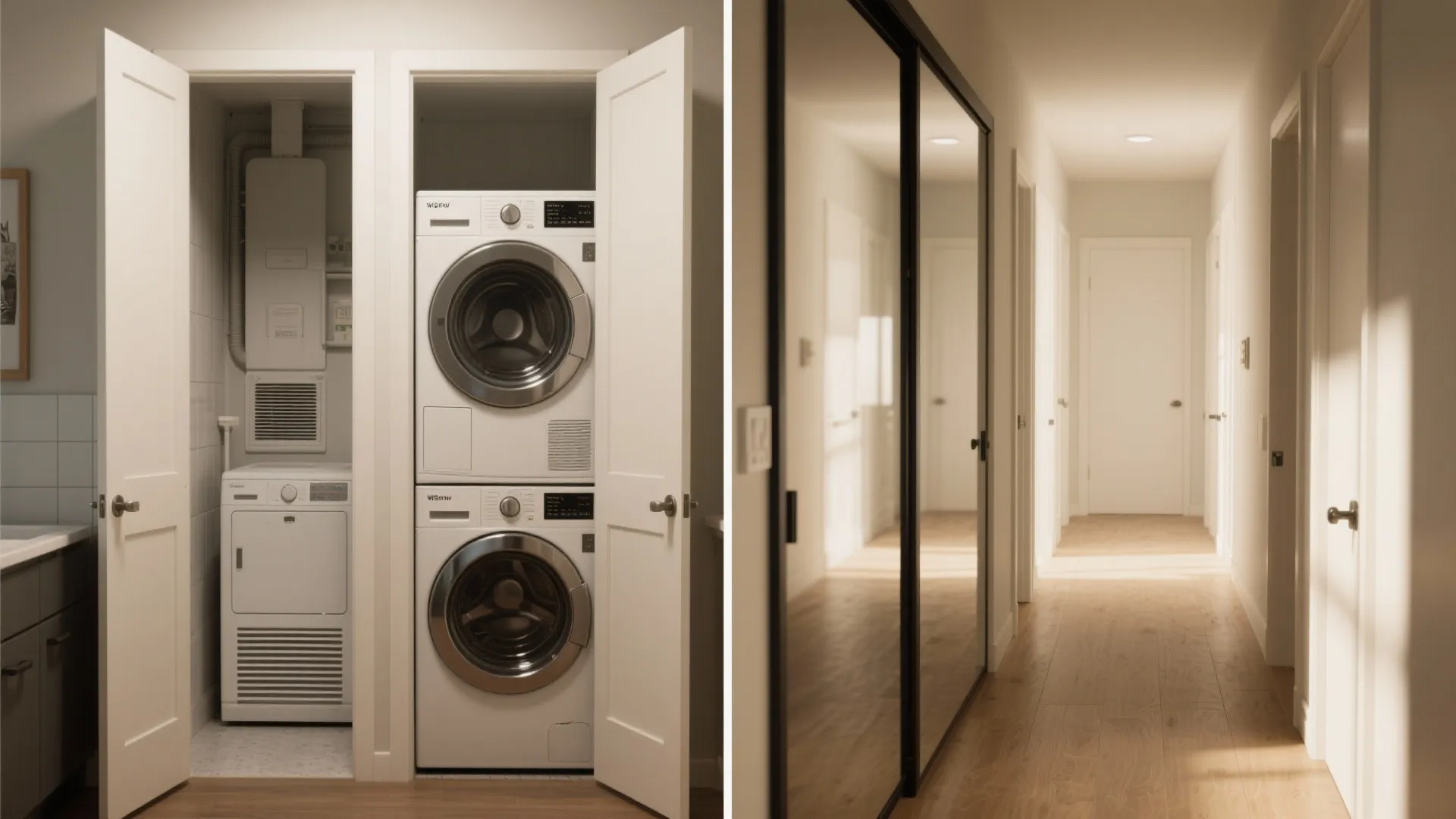 4. Sliding Doors or Bi-folds: Conceal the stack without losing access