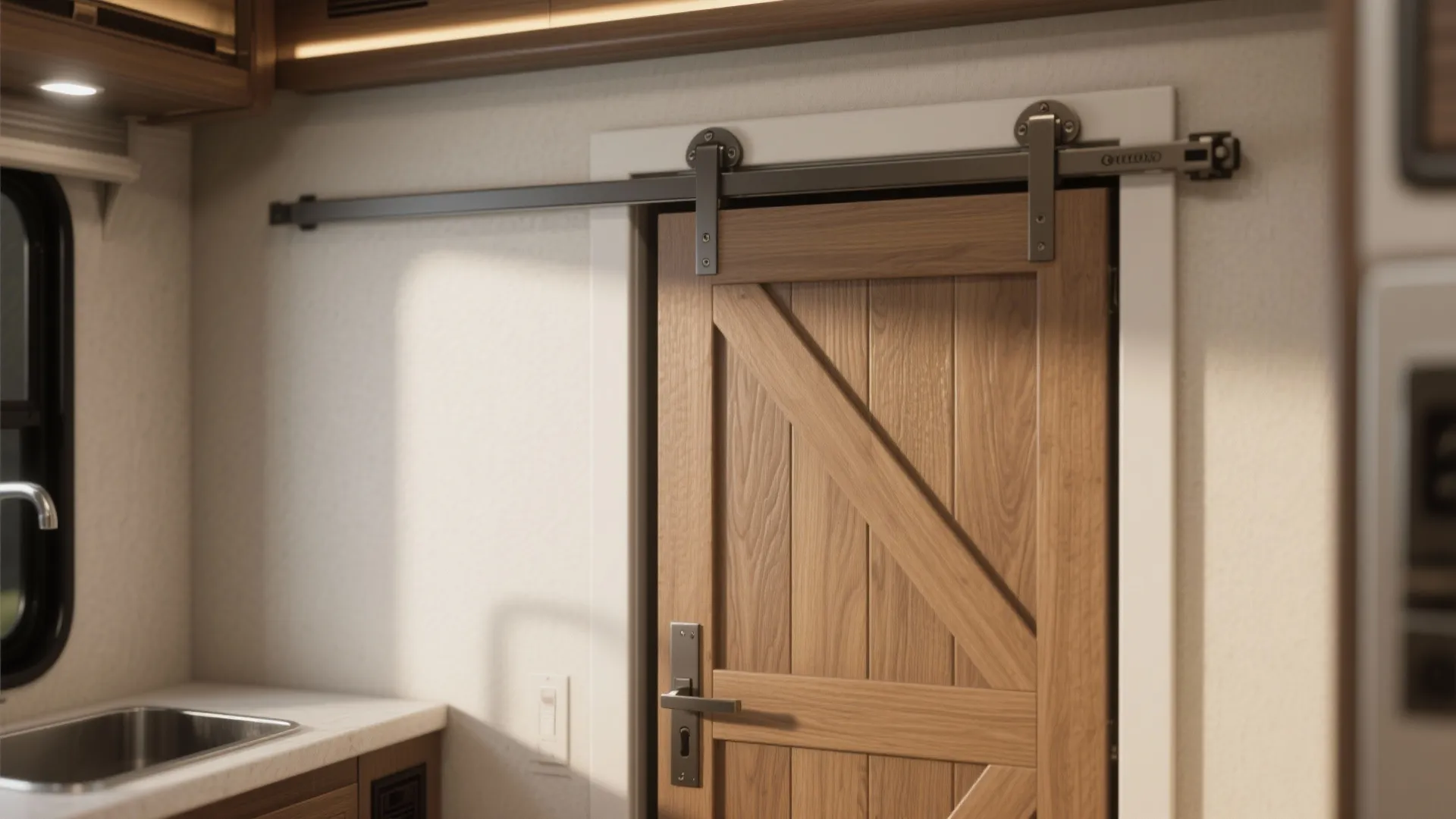 2. Use pocket doors or sliding barn doors
