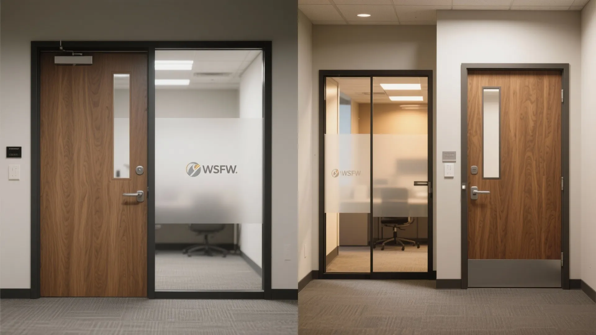 Before and after view of replacing swing doors with sliding panels