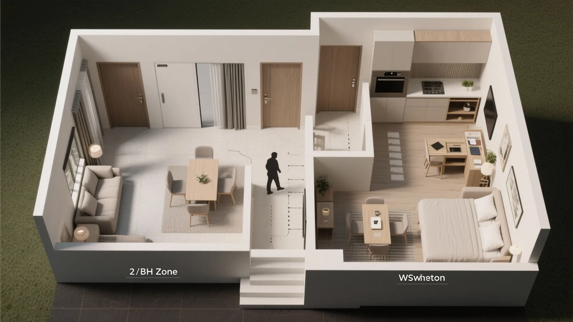 Sliding doors and pocket zones to reclaim circulation