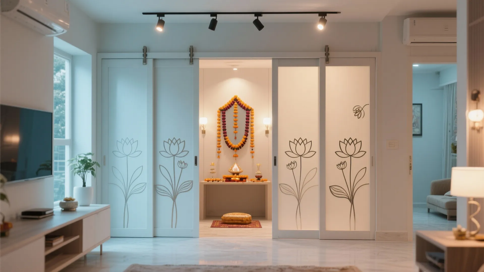Sliding Doors With Etched Patterns