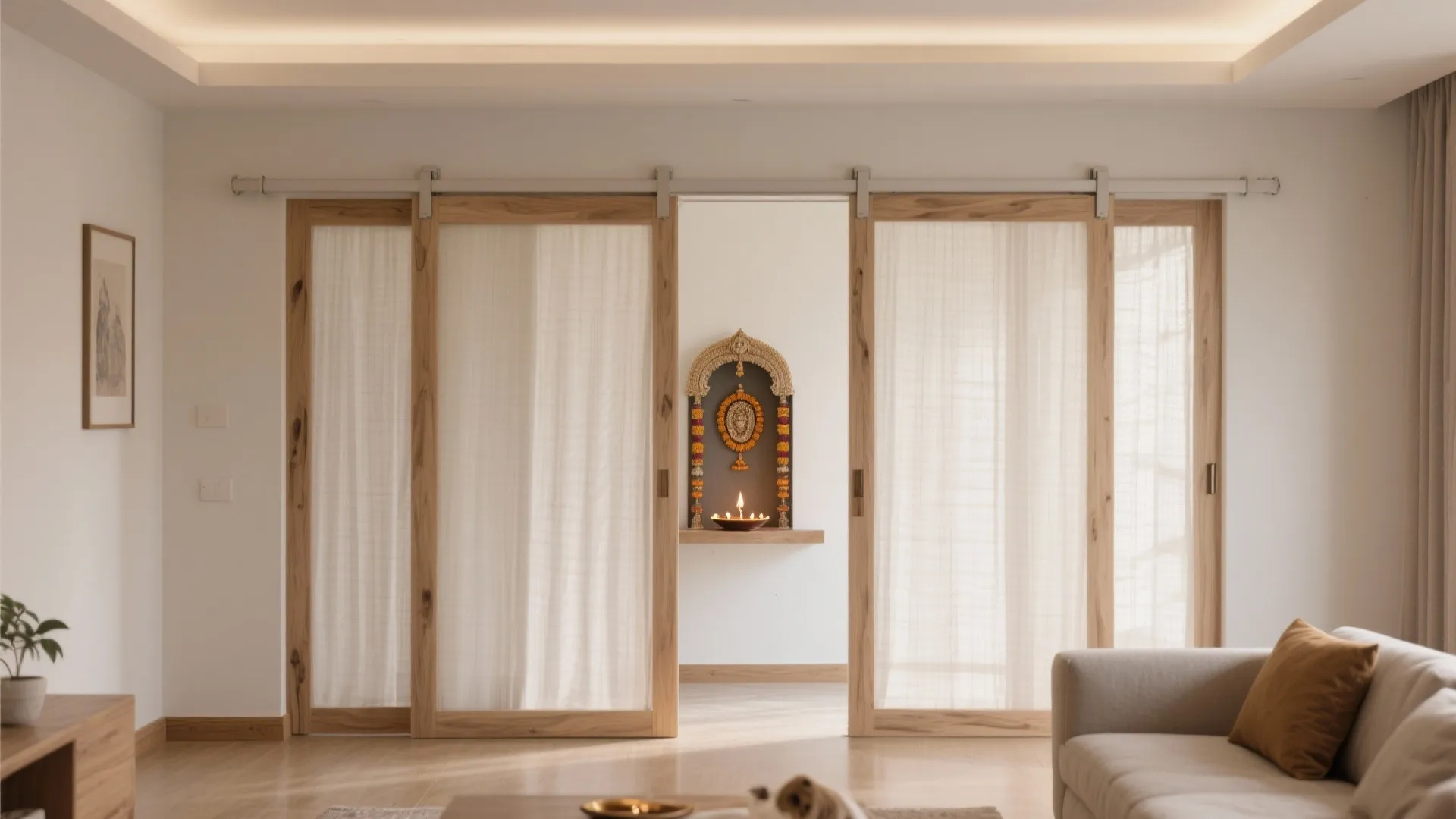 4) Sliding screen with translucent fabric