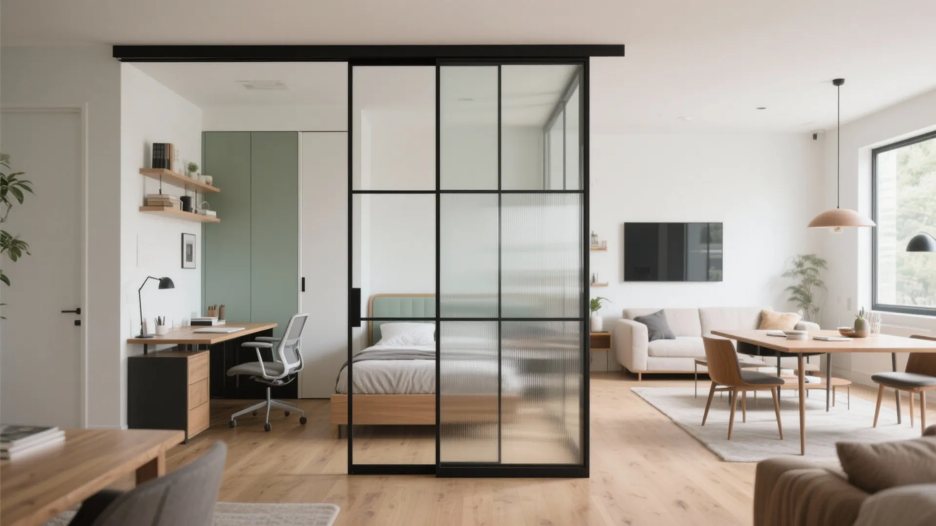 5) Sliding partitions and a flex room you’ll use daily