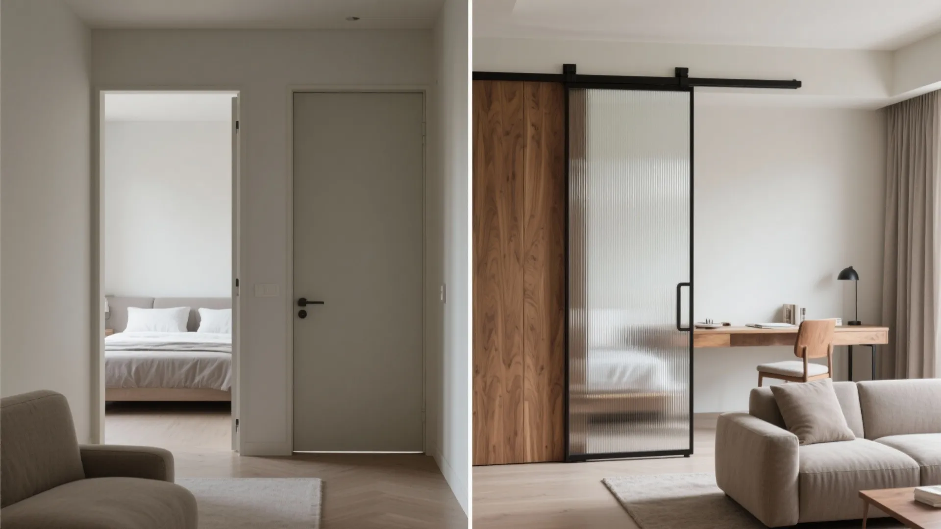 2) Sliding systems to create flexible rooms