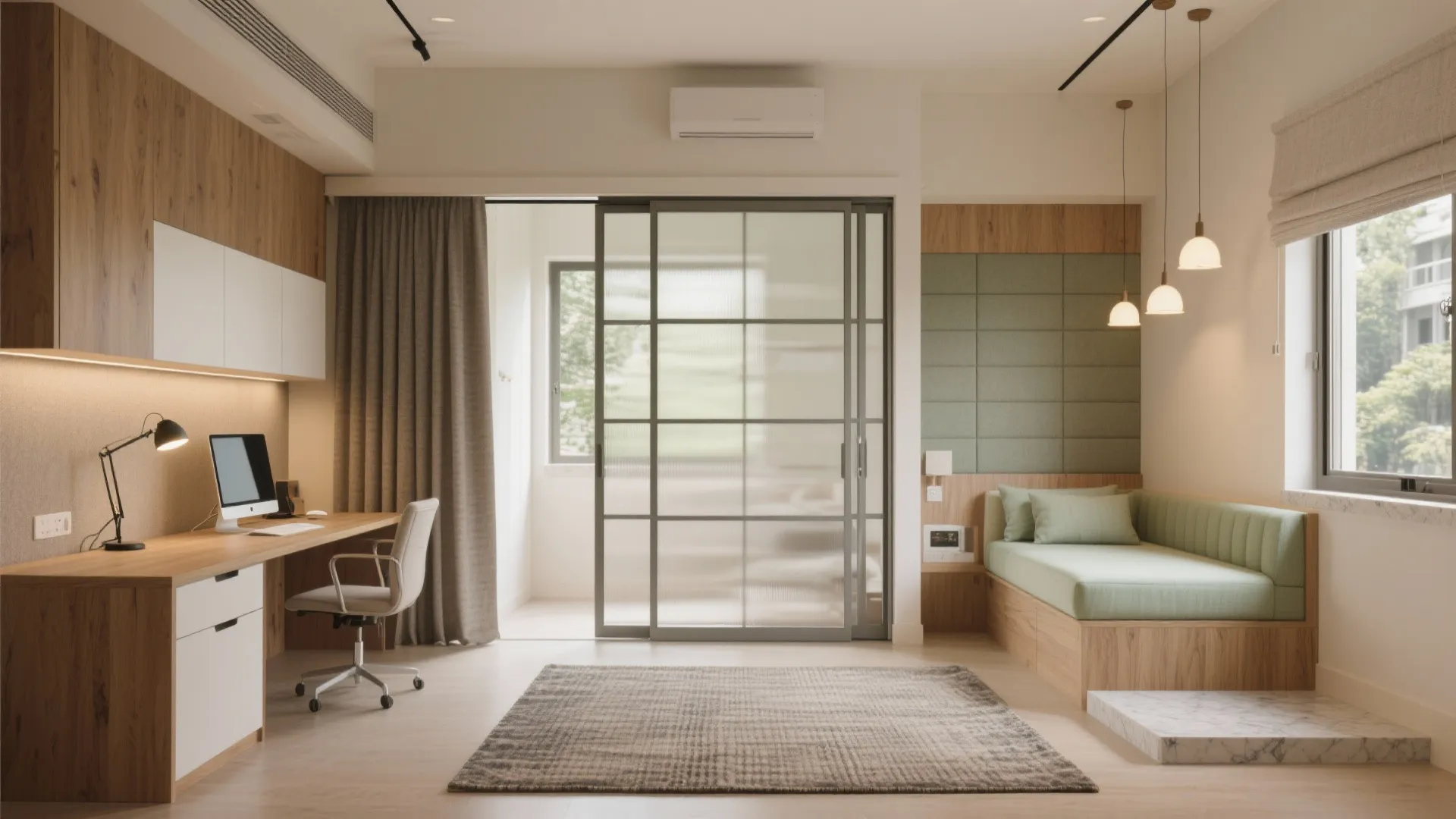 Sliding Partition Flex Room: Work + Guest