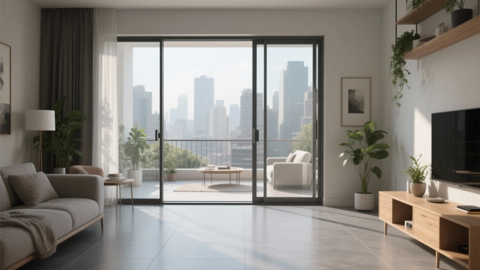 Sliding Glass Doors + Continuous Flooring