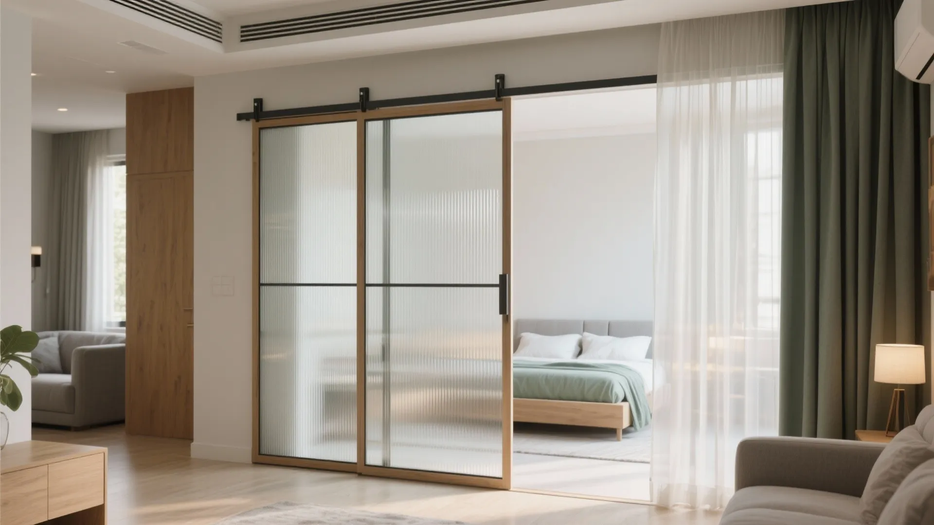 Sliding Partition to Flex Your Bedroom and Living