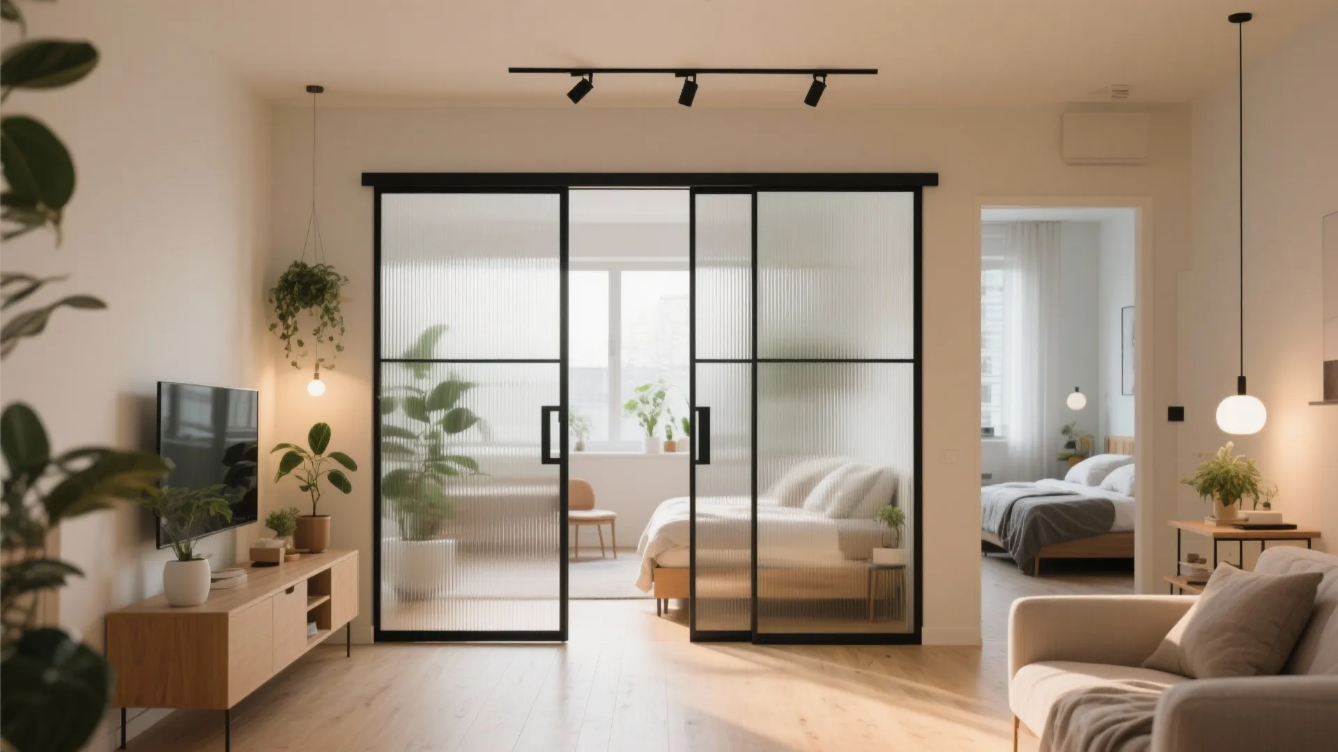 Sliding partitions to zone without walls