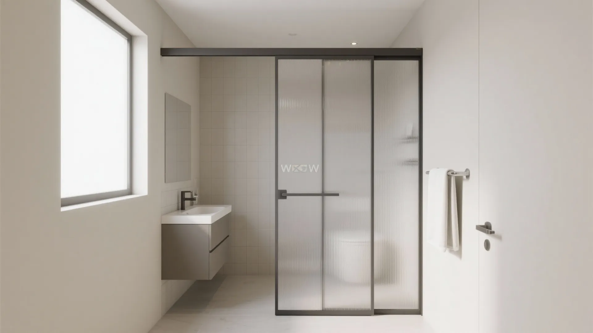 Aluminium-Framed Sliding Door with Frosted Glass