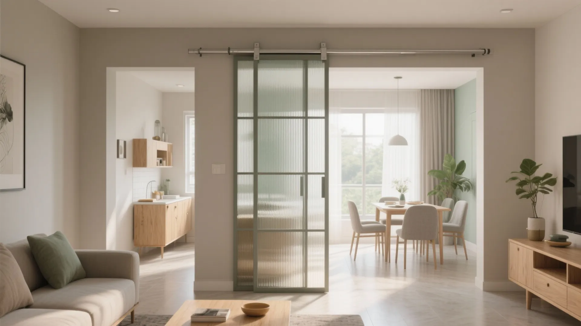 Sliding Partitions for a Flexible Living–Dining