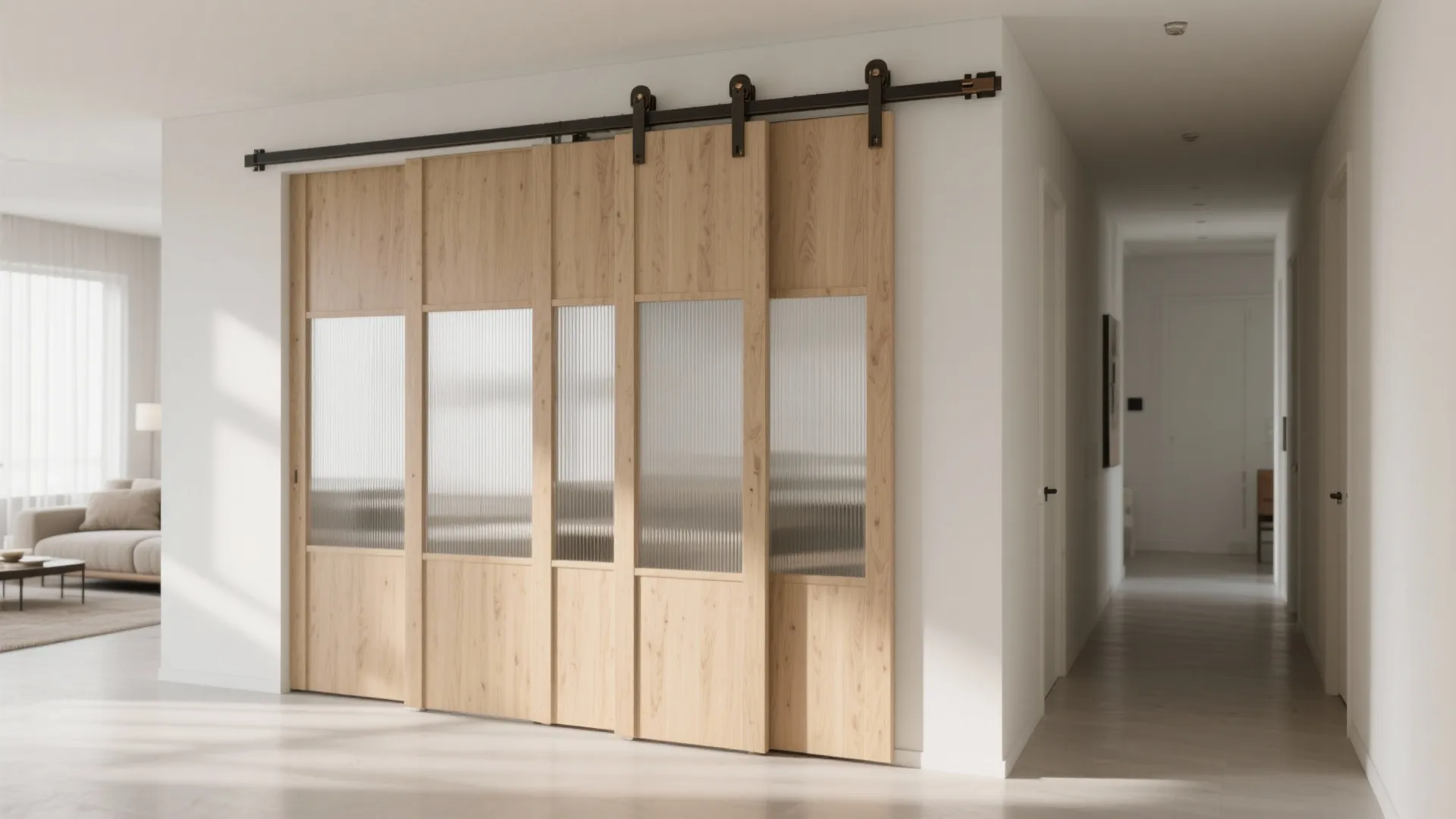 Sliding Plywood Panels with Glass Inserts