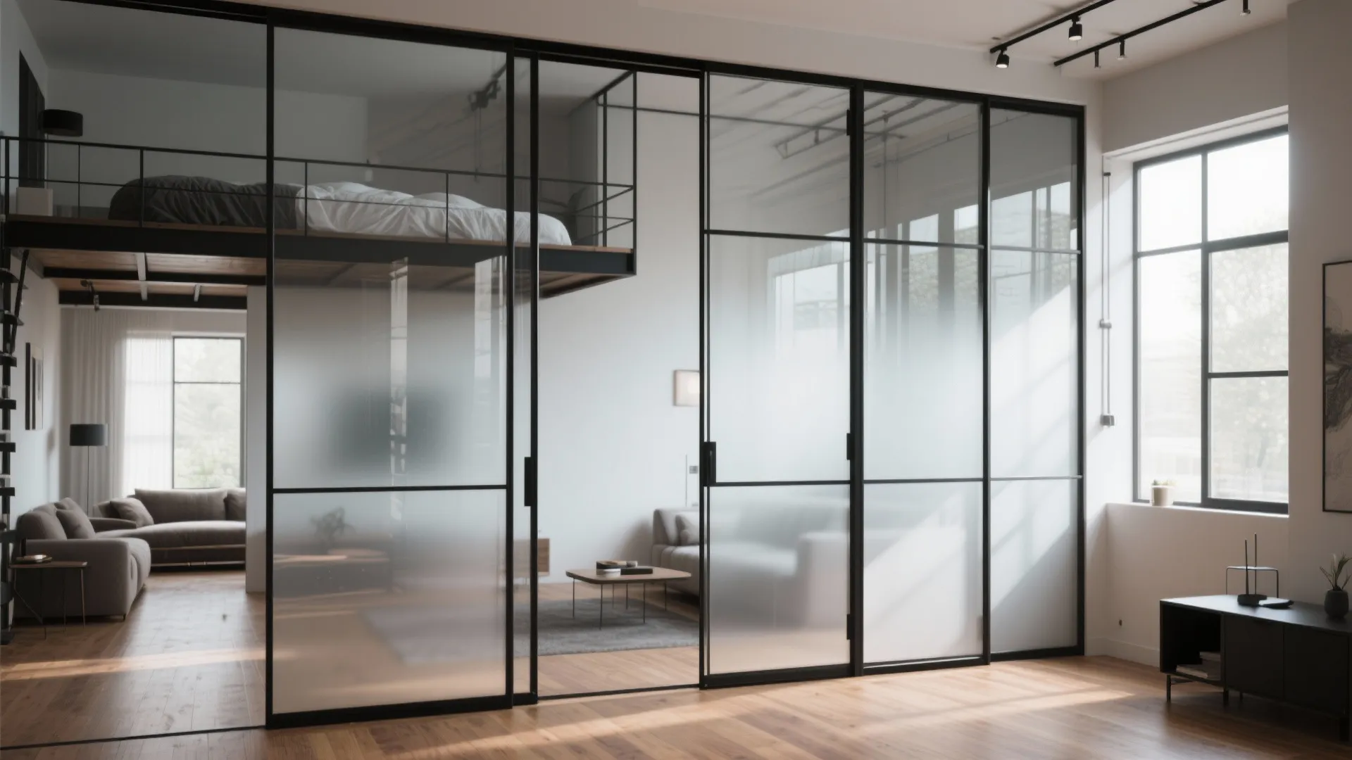 3. Sliding Glass Partitions to Keep Light Flowing