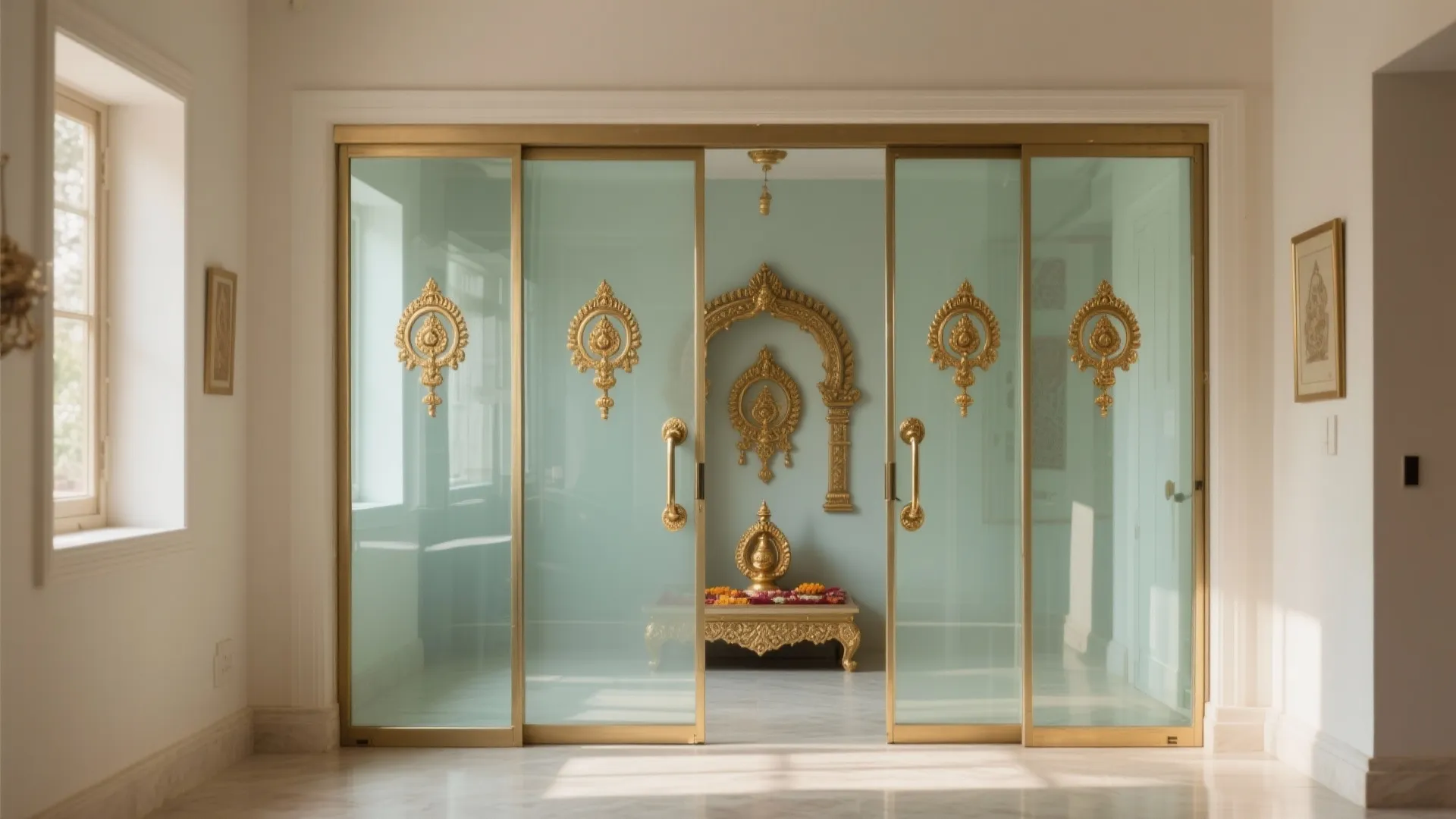 Sliding Glass Doors with Brass Handles
