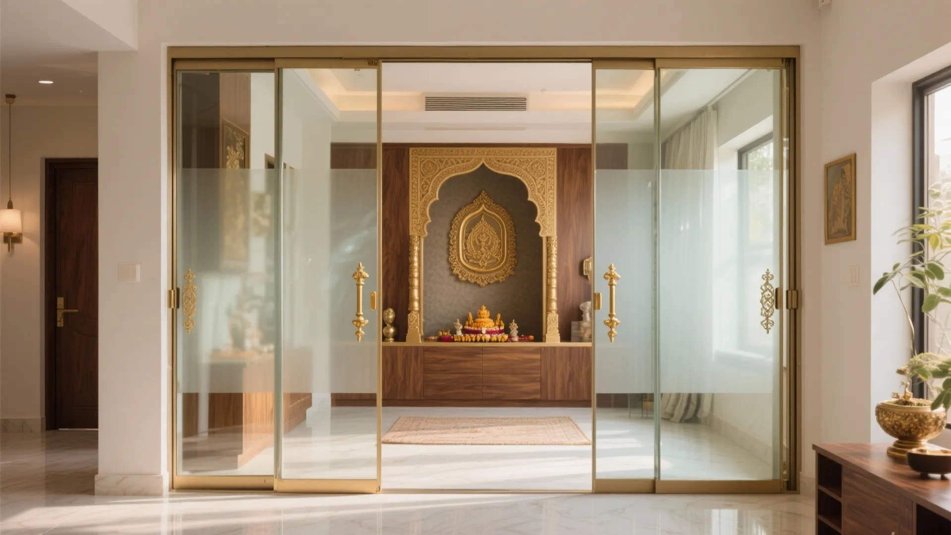 Sliding Glass Doors with Brass Handles