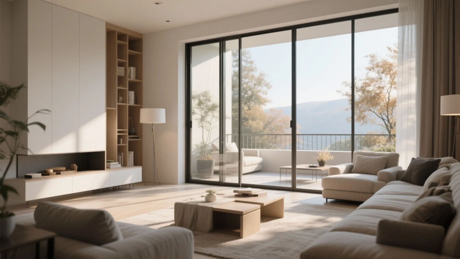 Sliding Glass Panels for Flexible Living Rooms