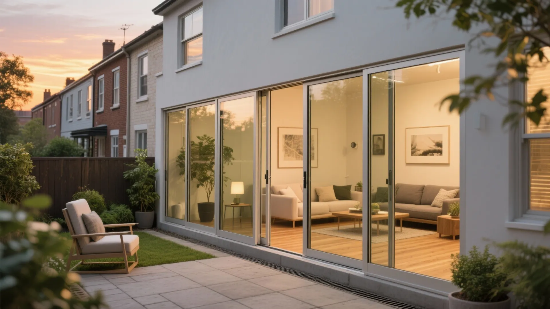 Seamless indoor–outdoor living with sliding or folding glass walls