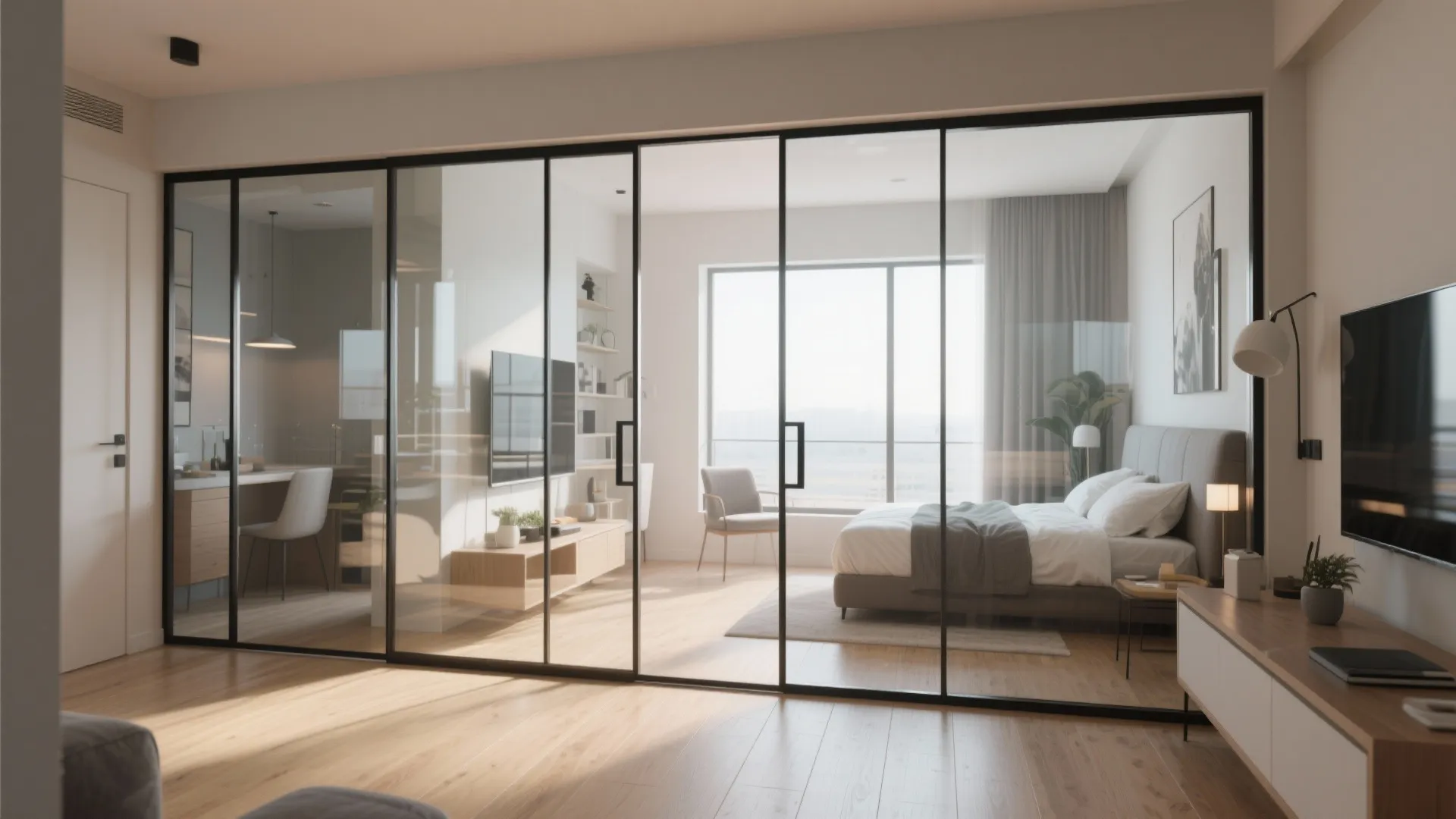 Idea 1: Sliding Glass Panels for Flexible Spaces
