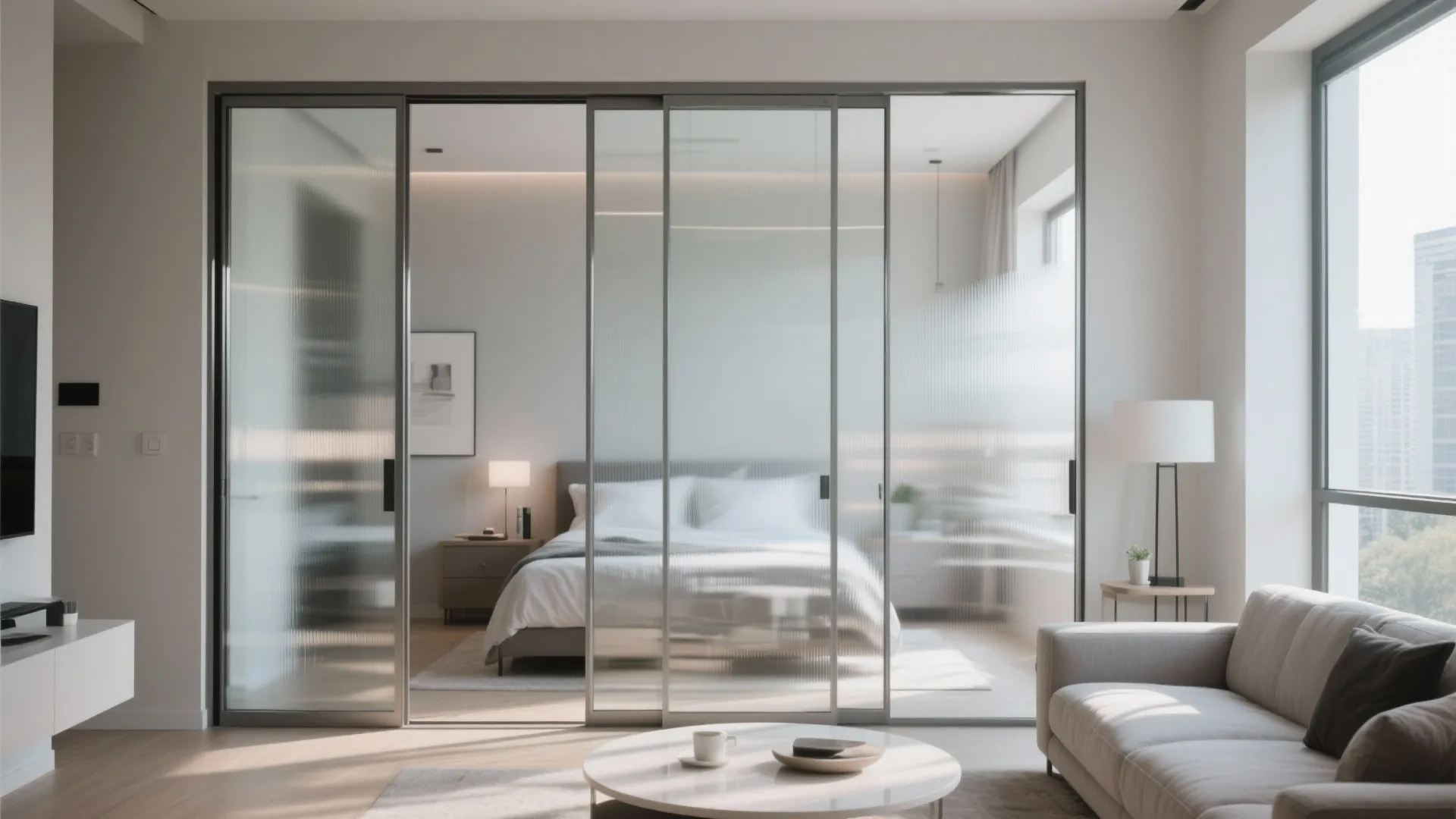 Sliding glass panels