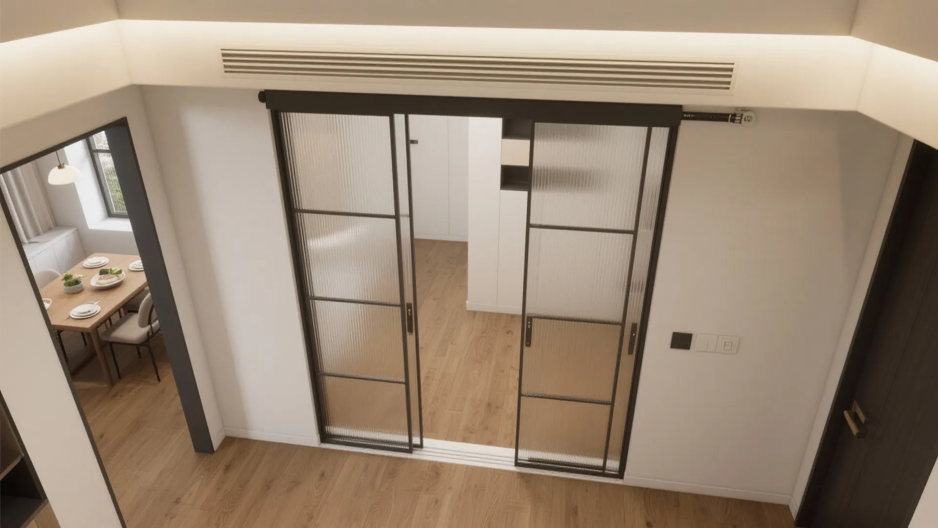 Sliding Glass Panels to Save Swing Space