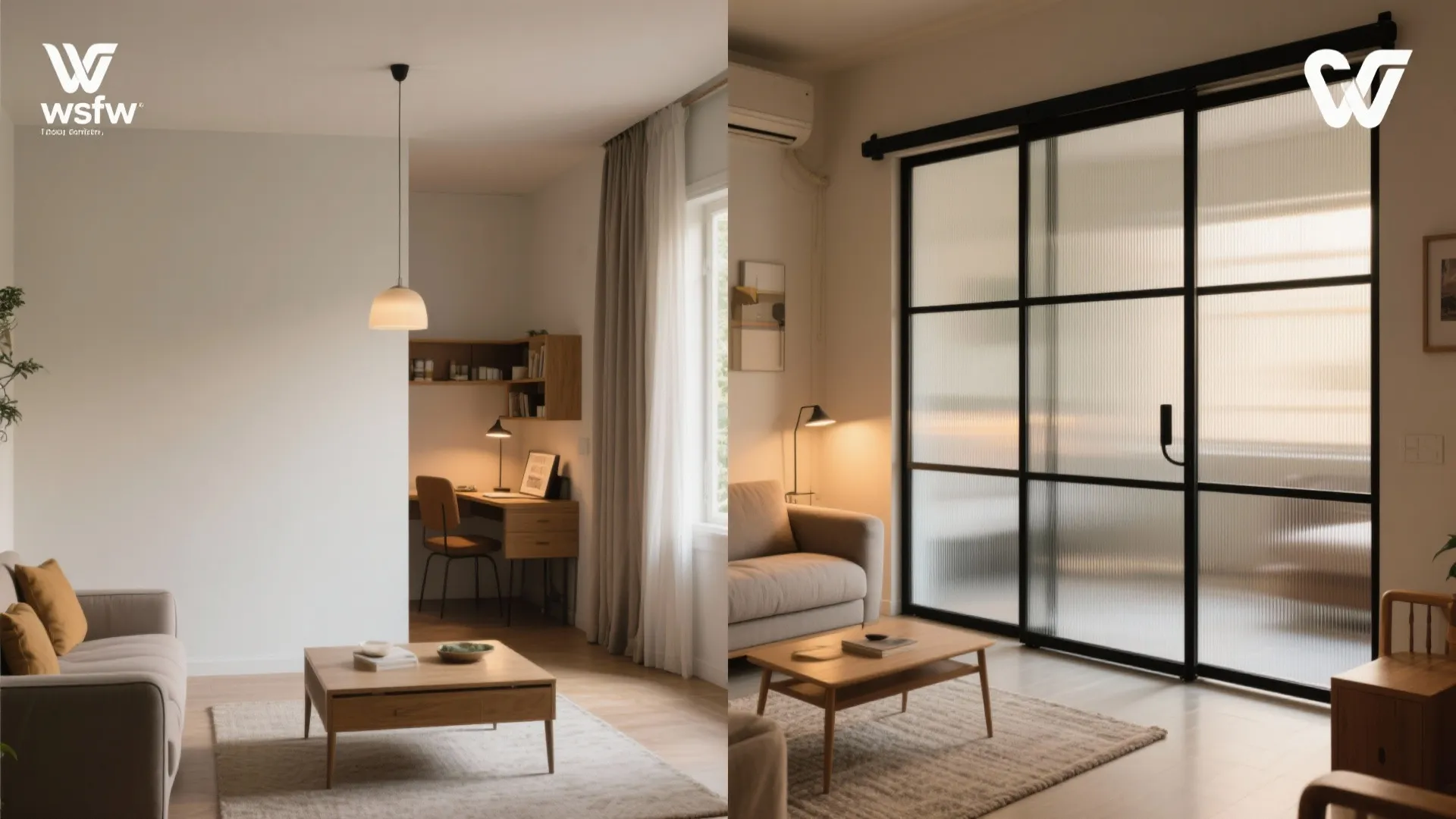 2) Sliding Glass Partitions for Zoned Living