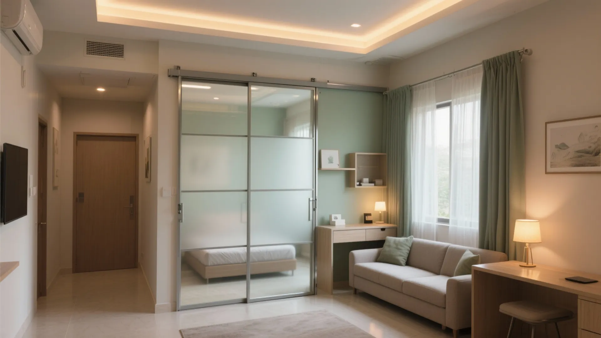 Sliding partitions and a flexible hall