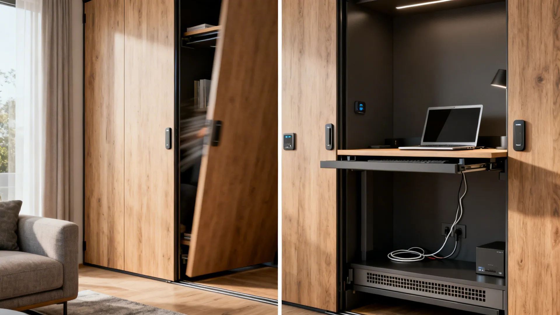 5. Sliding doors and hidden workstations