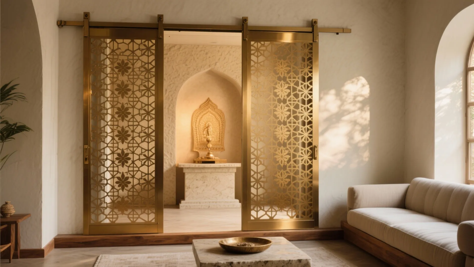 Sliding Jaali Partition Sanctum