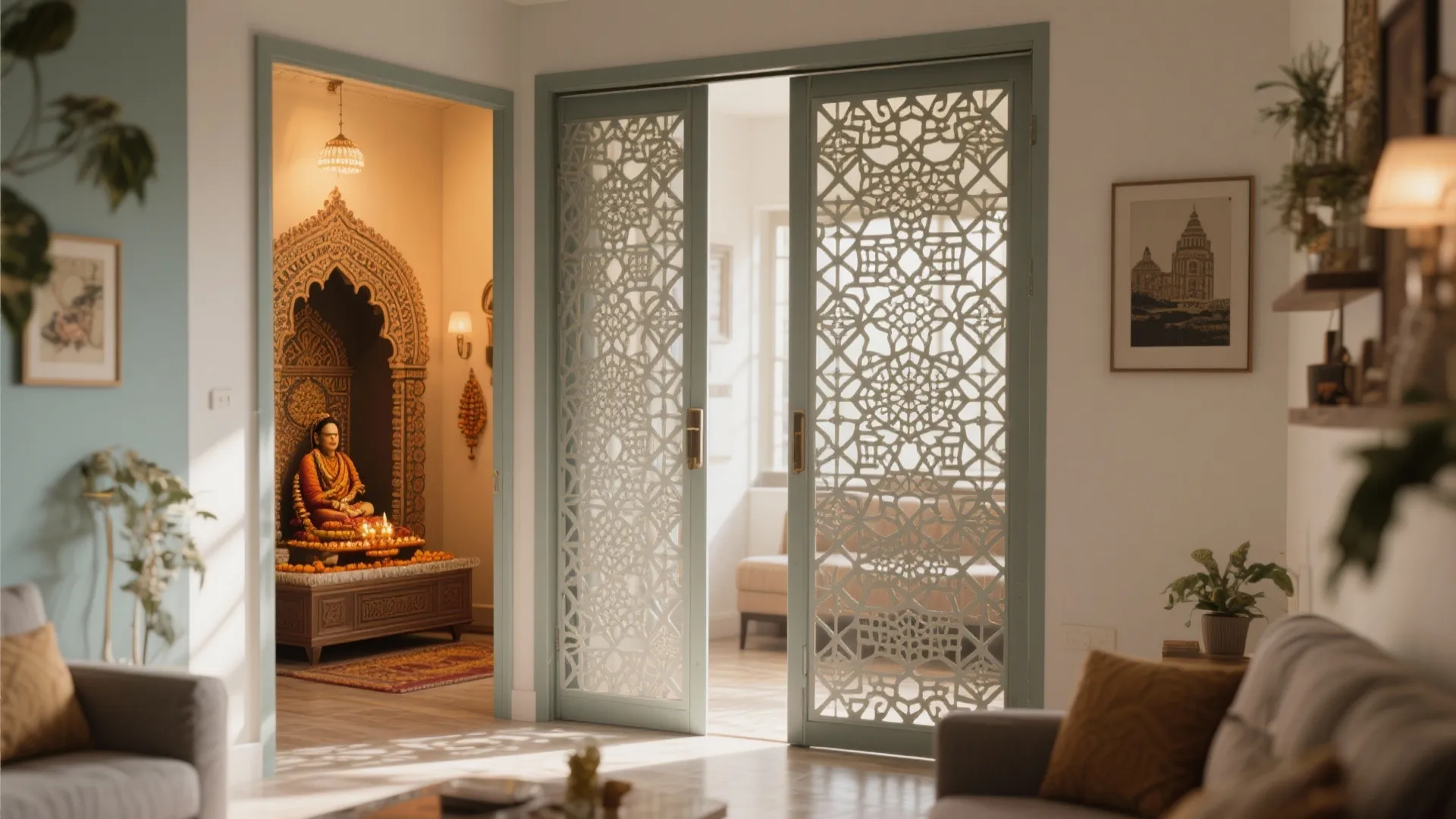 Sliding doors with jaali work