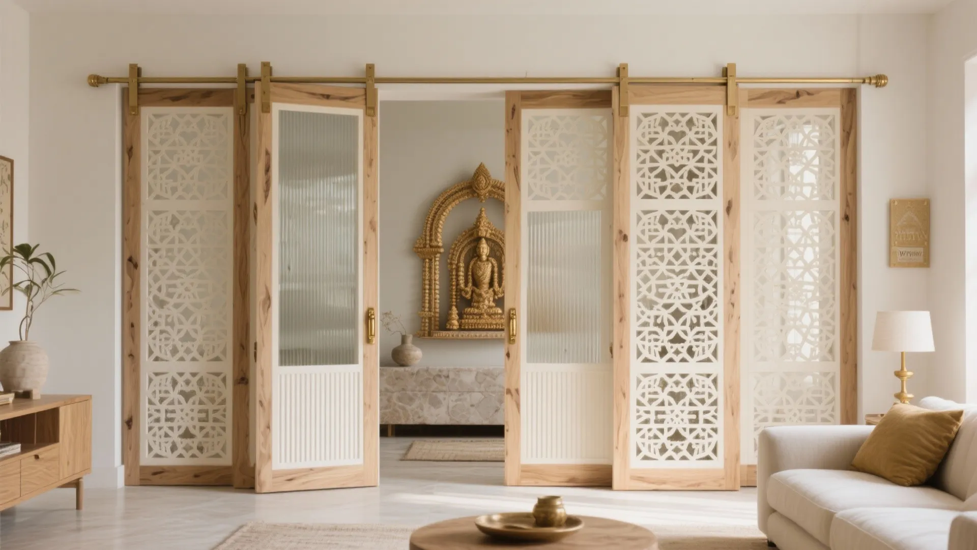 3) Sliding Jali Screens to Define and Disappear