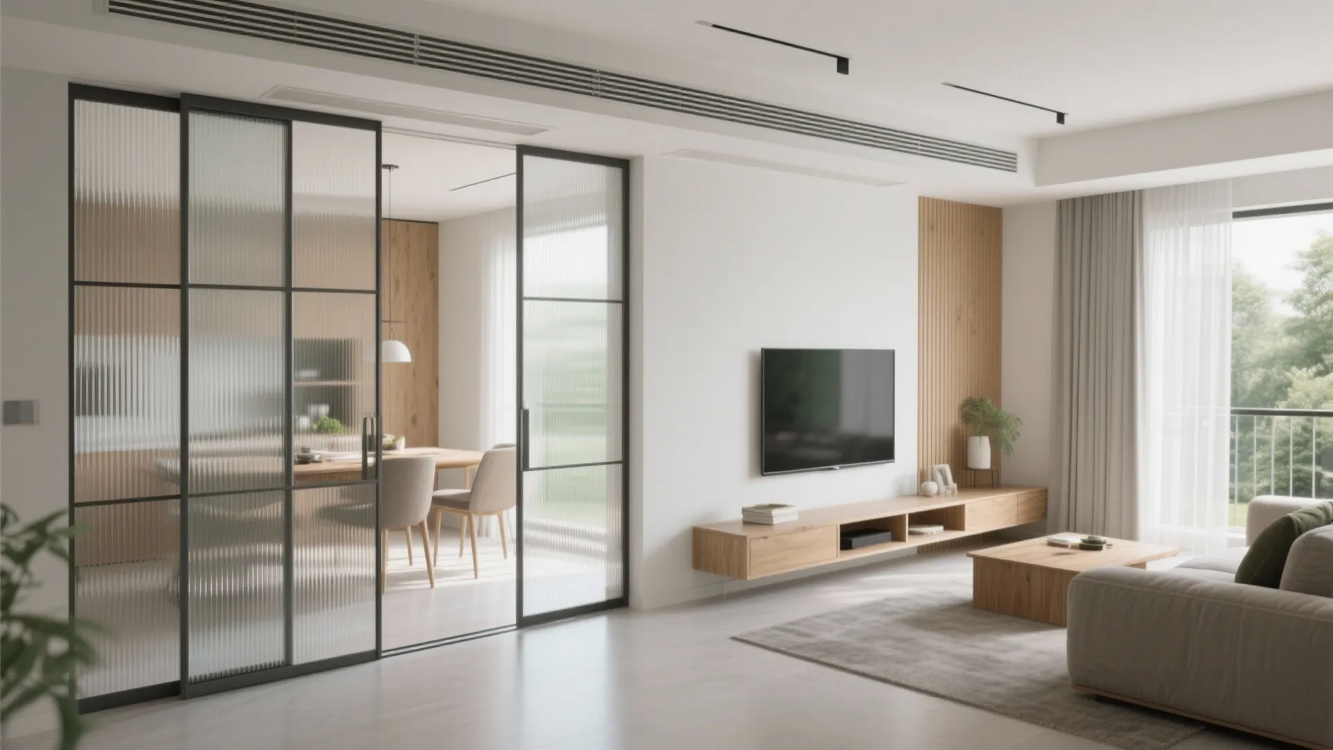 Sliding Partitions for a Flexible Living–Dining