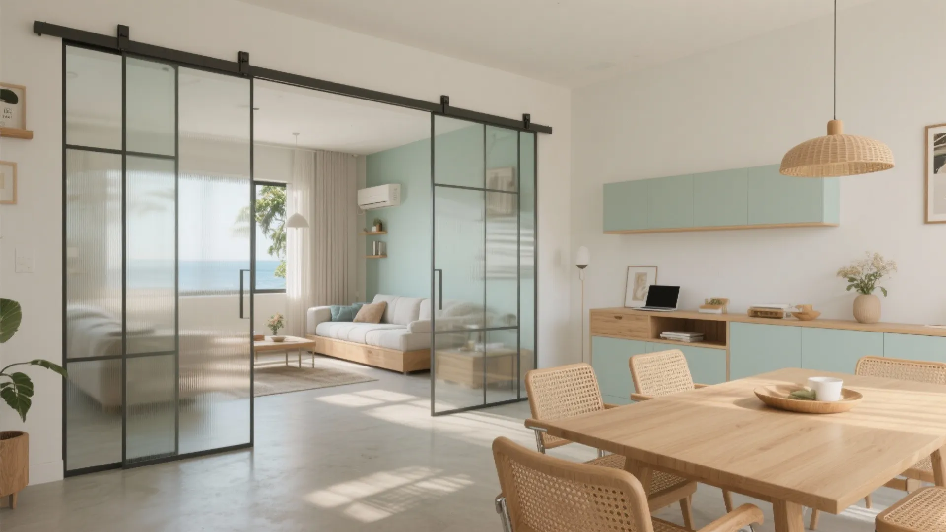 Flexible Living‑Dining with Sliding Partitions