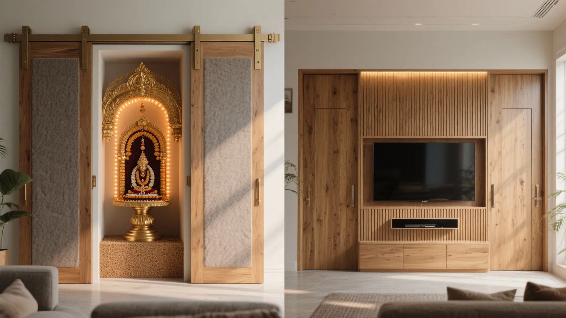 Sliding-Door Mandapam Integrated into the Living Wall