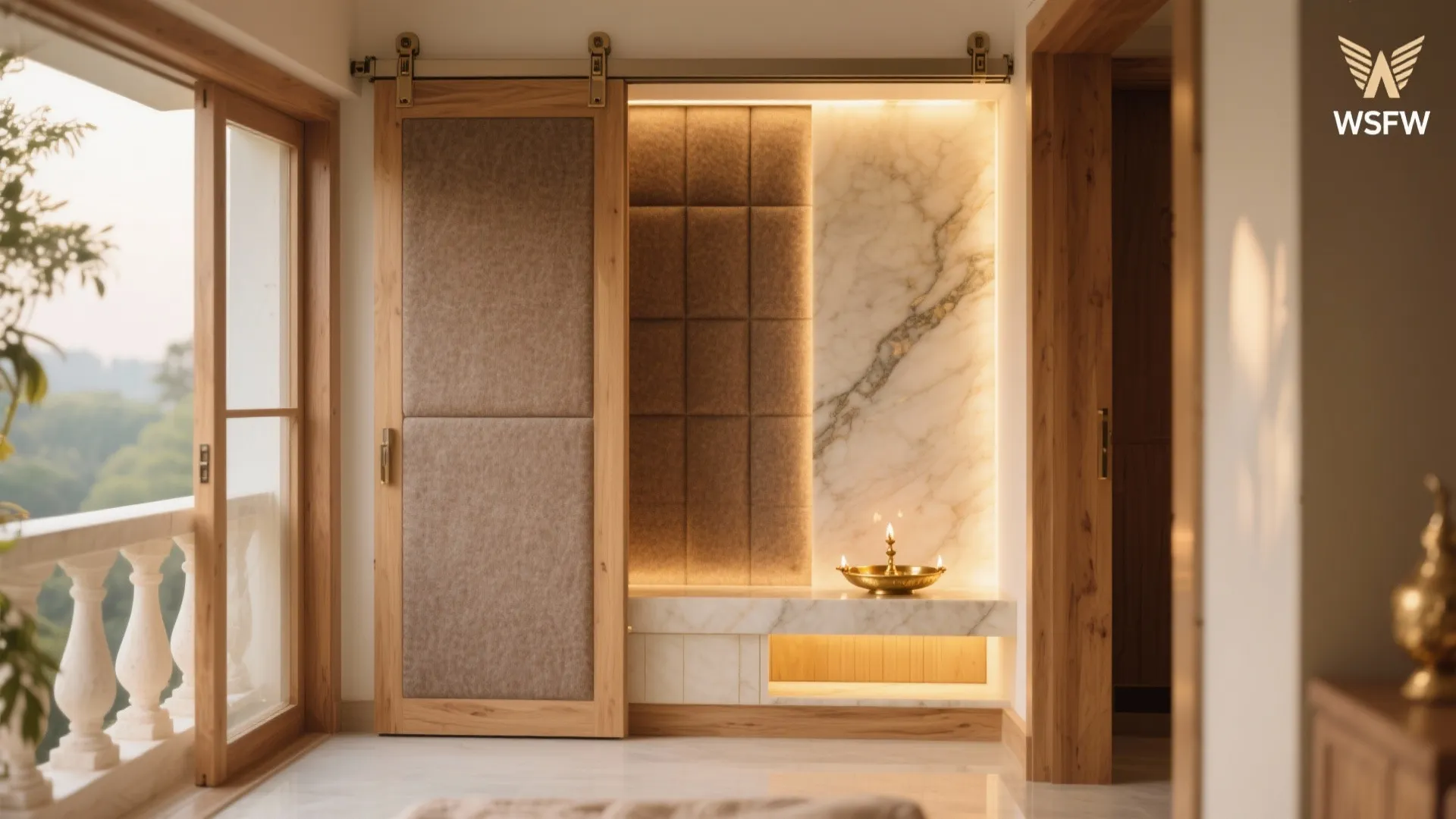 Sliding Pooja Unit With Acoustic Calm