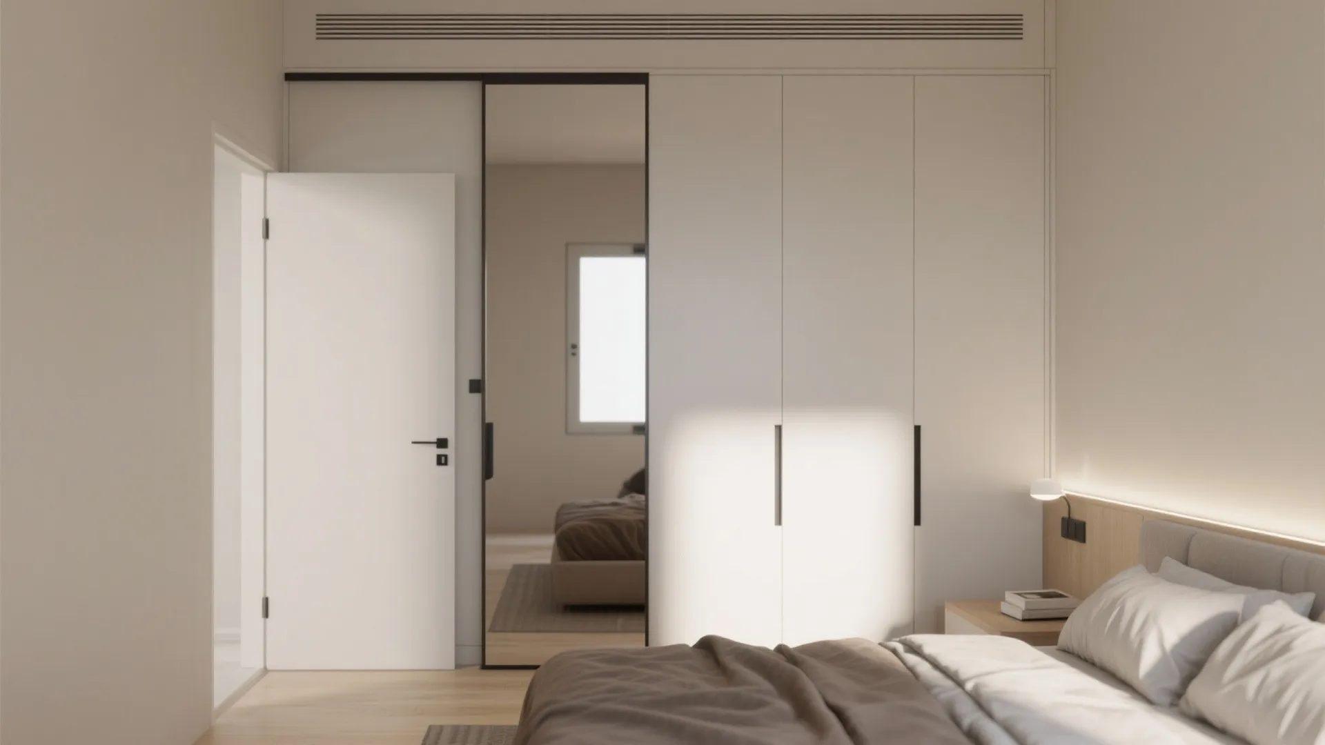 Minimalist Sliding Door Almirah with Mirror Panel