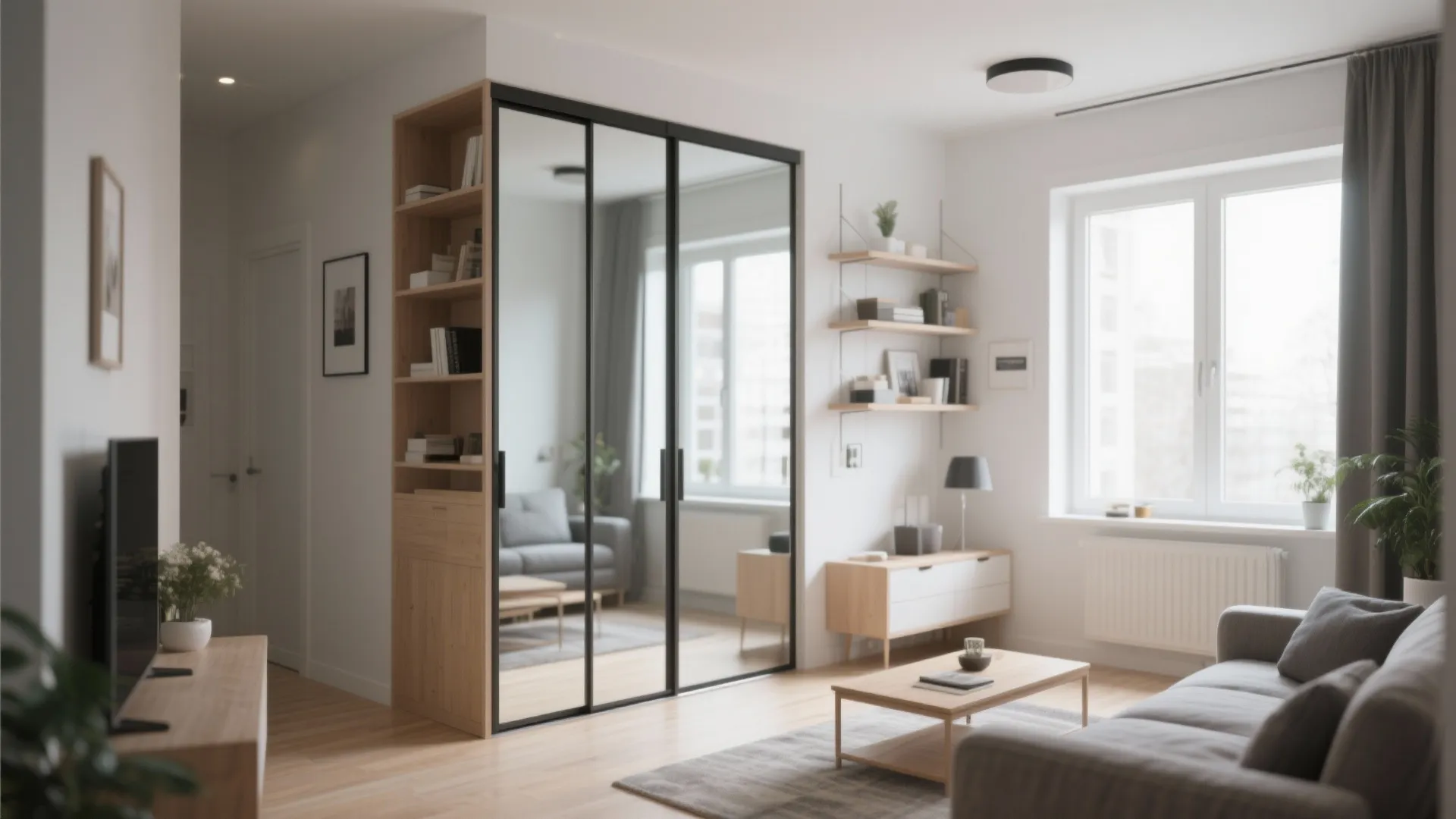 10. Sliding Mirror Doors for Hidden Storage