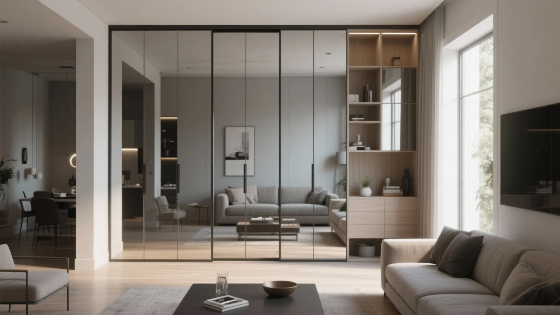 6. Sliding Mirror Doors for Storage Units