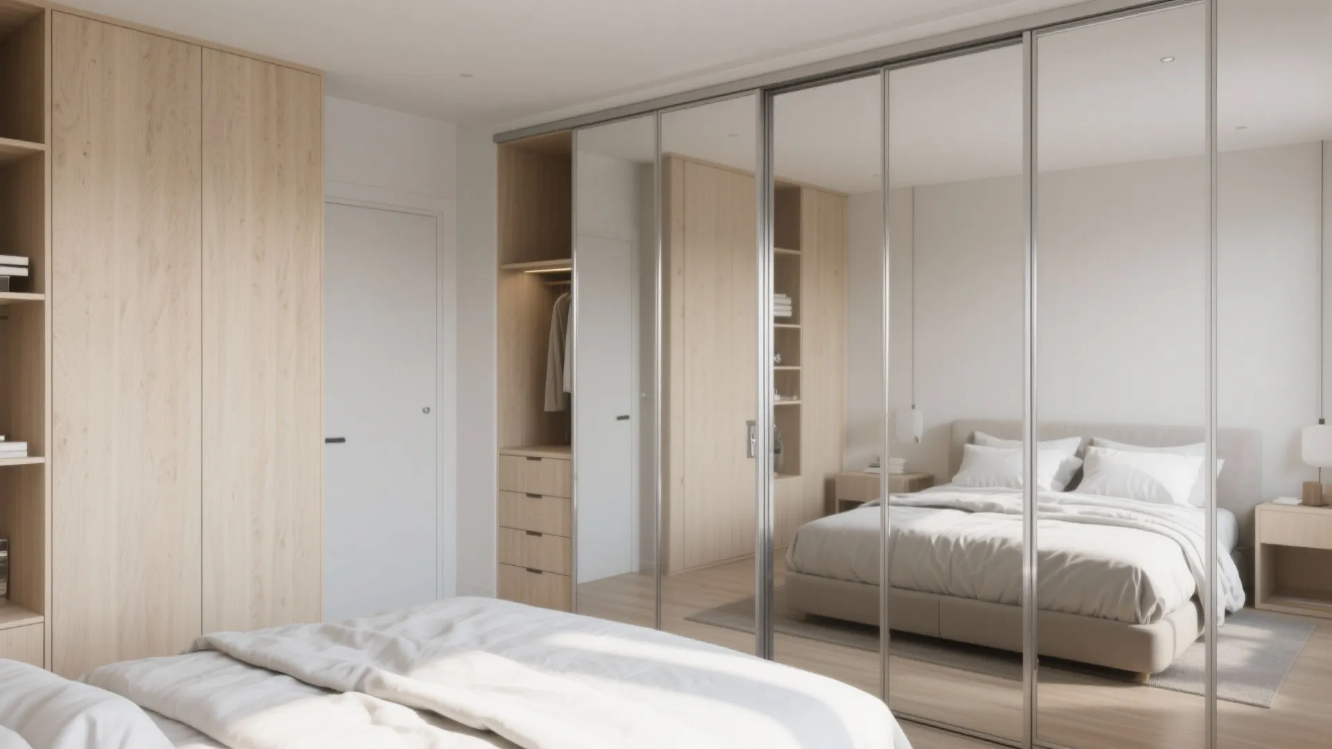 Sliding wardrobe doors with mirrored panels