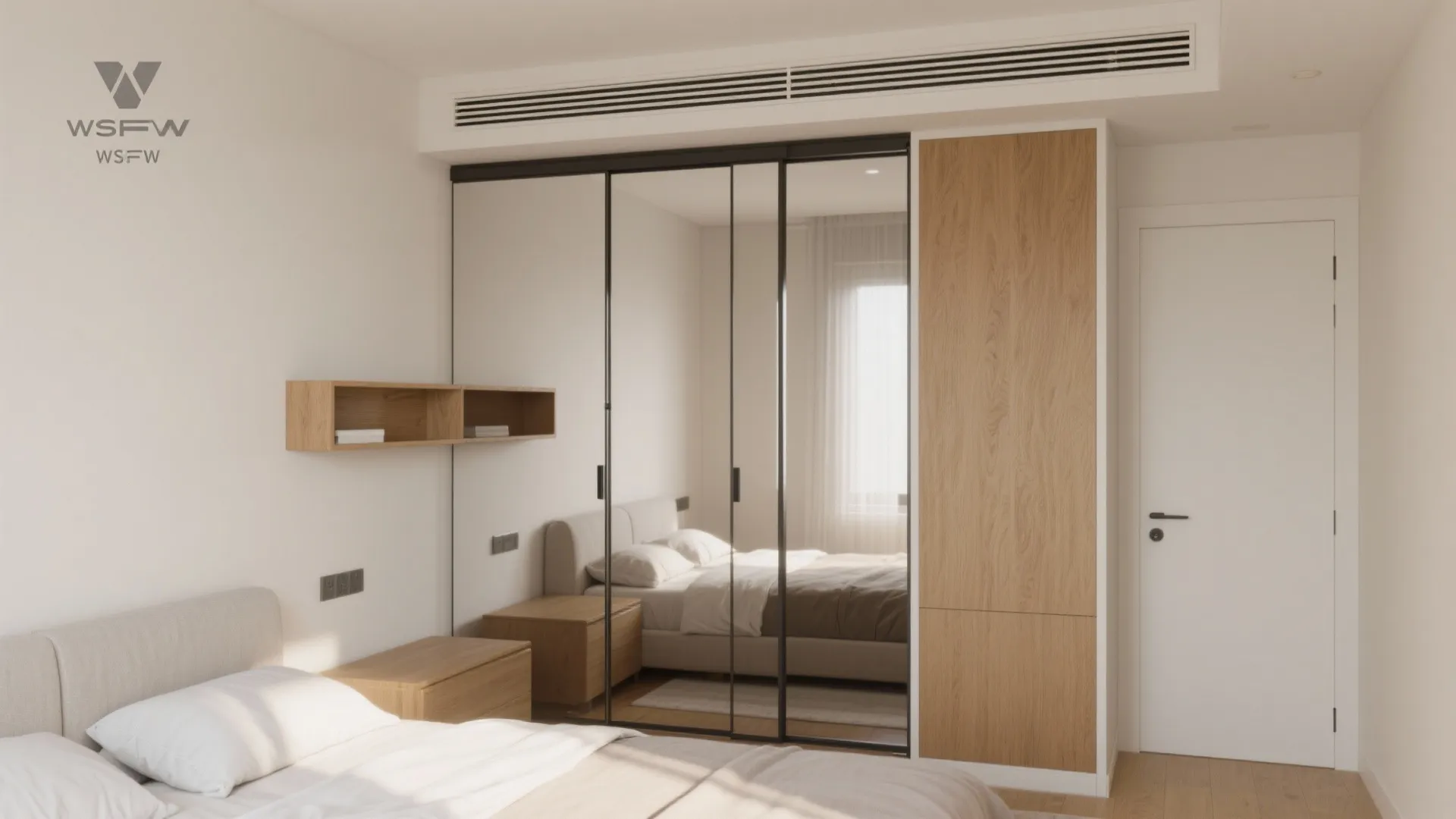 Sliding, mirrored, and multi-use doors for space gains