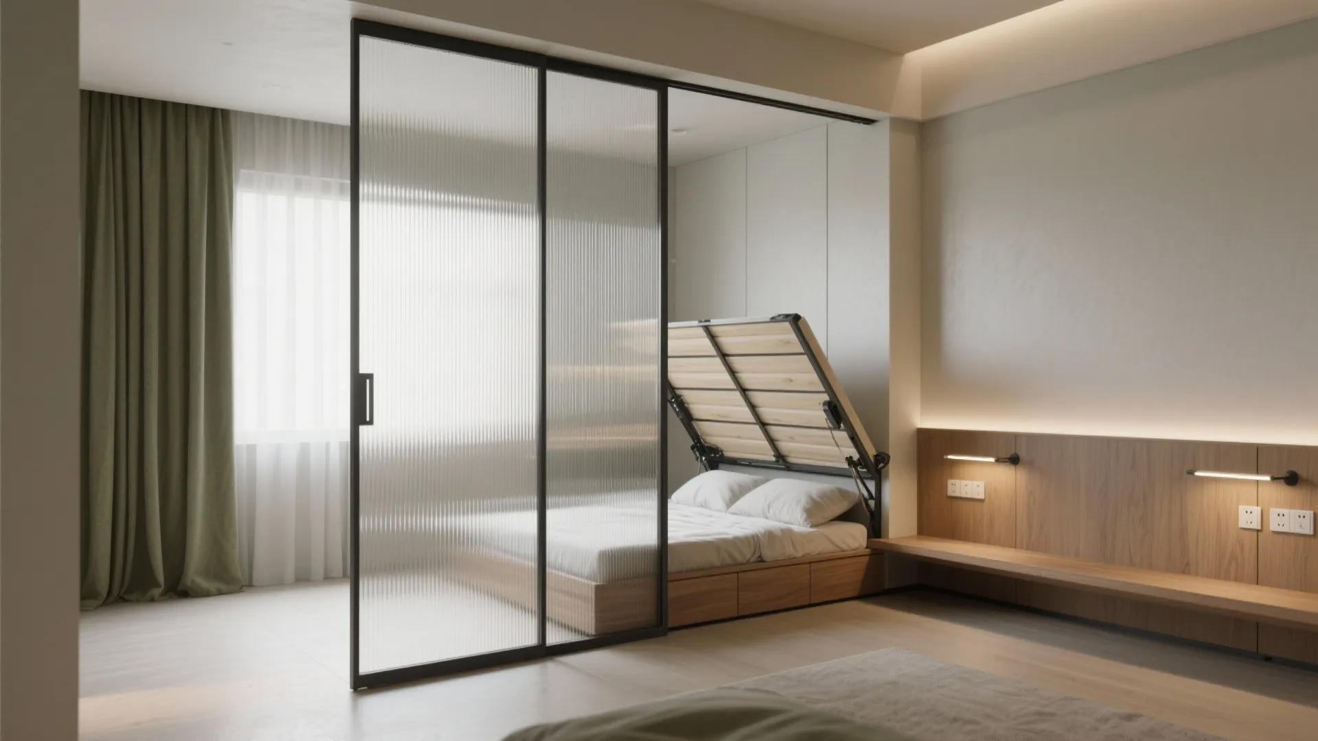 Sliding partitions and multi-functional furniture