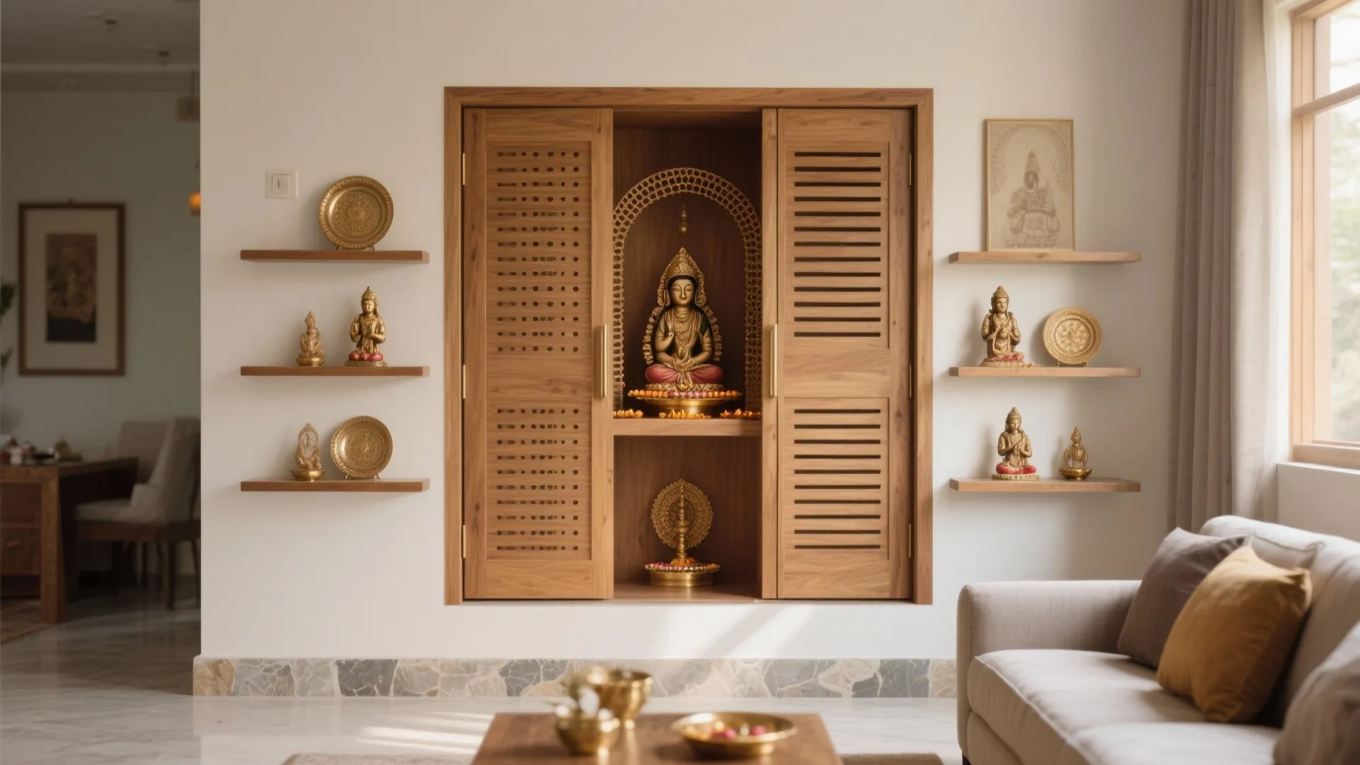 Sliding-door niche with acoustic calm